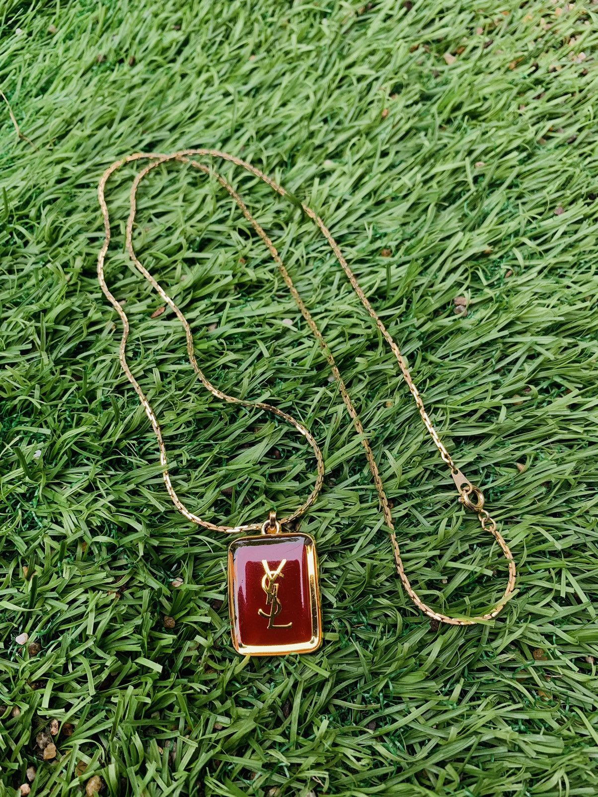 Yves Saint Laurent YSL GOLD TONE ENAMEL CHAIN NECKLACE Size ONE SIZE - 1 Thumbnail