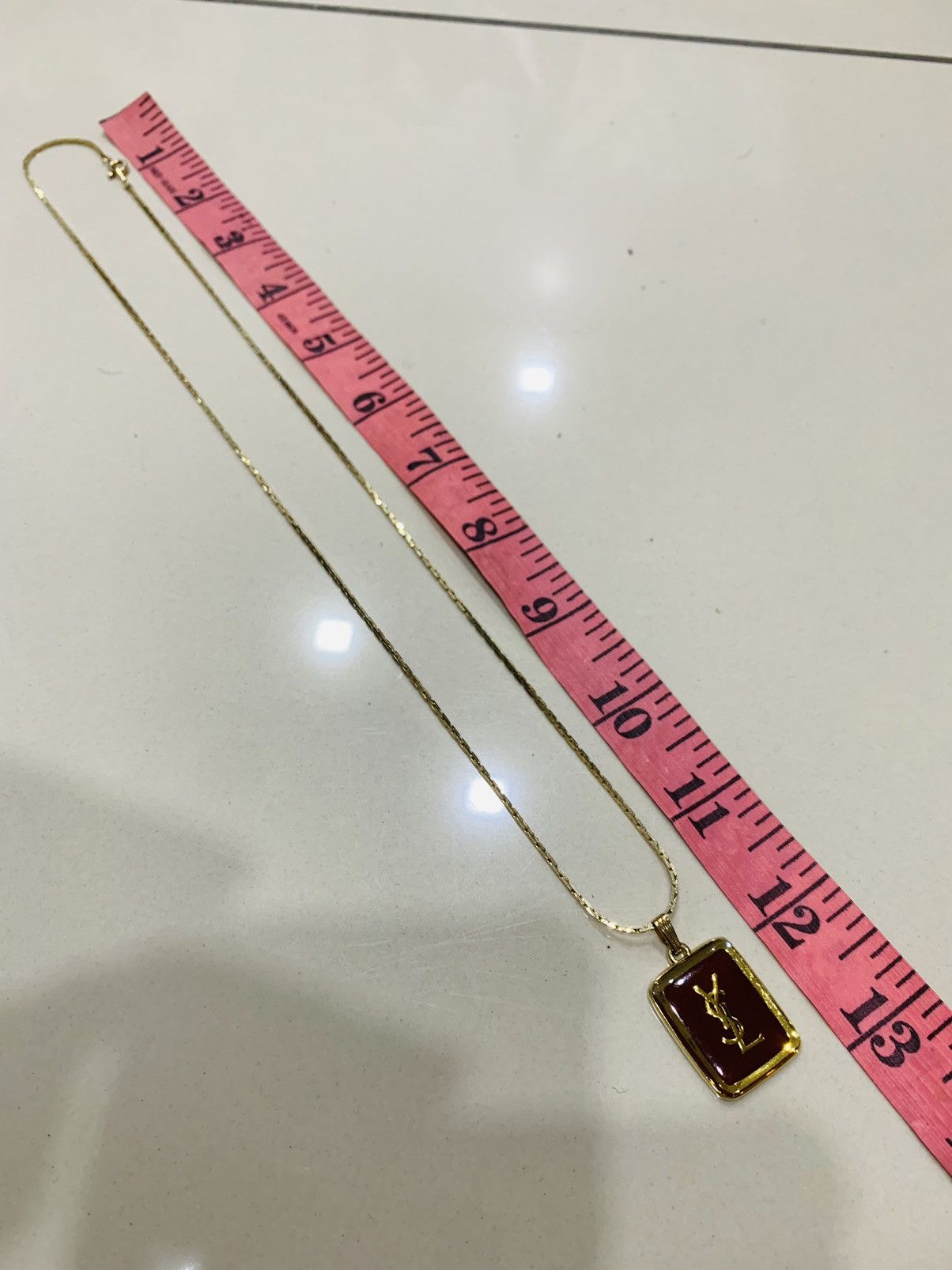 Yves Saint Laurent YSL GOLD TONE ENAMEL CHAIN NECKLACE Size ONE SIZE - 3 Thumbnail