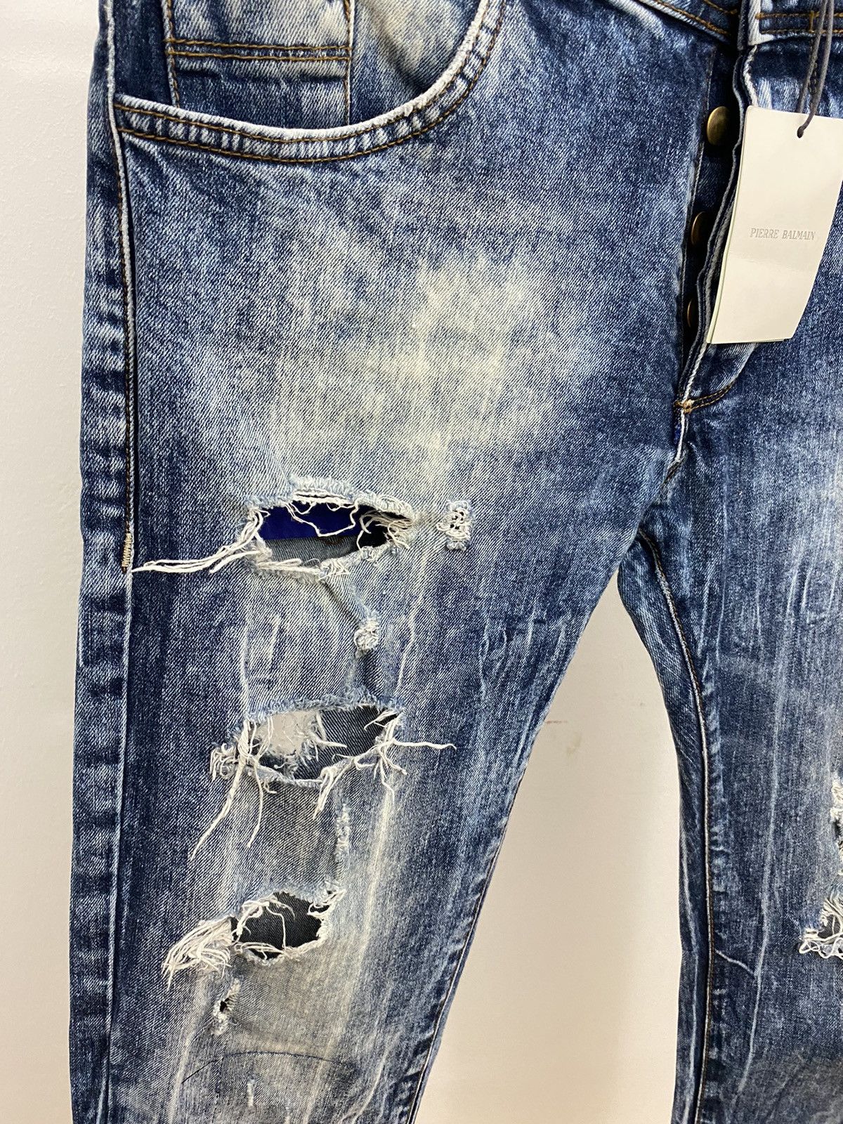 Balmain × Pierre Balmain BALMAIN Pret-a-Porte Destroyed Jeans Size US 34 / EU 50 - 4 Thumbnail