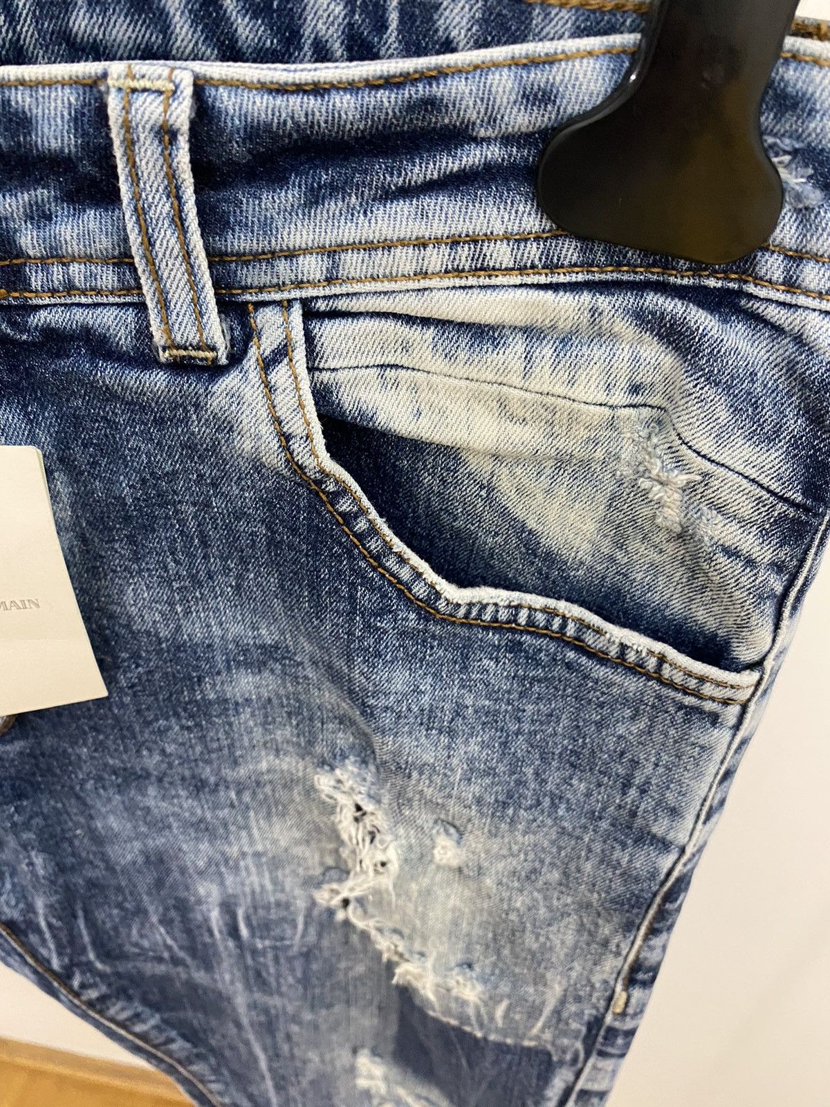 Balmain × Pierre Balmain BALMAIN Pret-a-Porte Destroyed Jeans Size US 34 / EU 50 - 5 Thumbnail