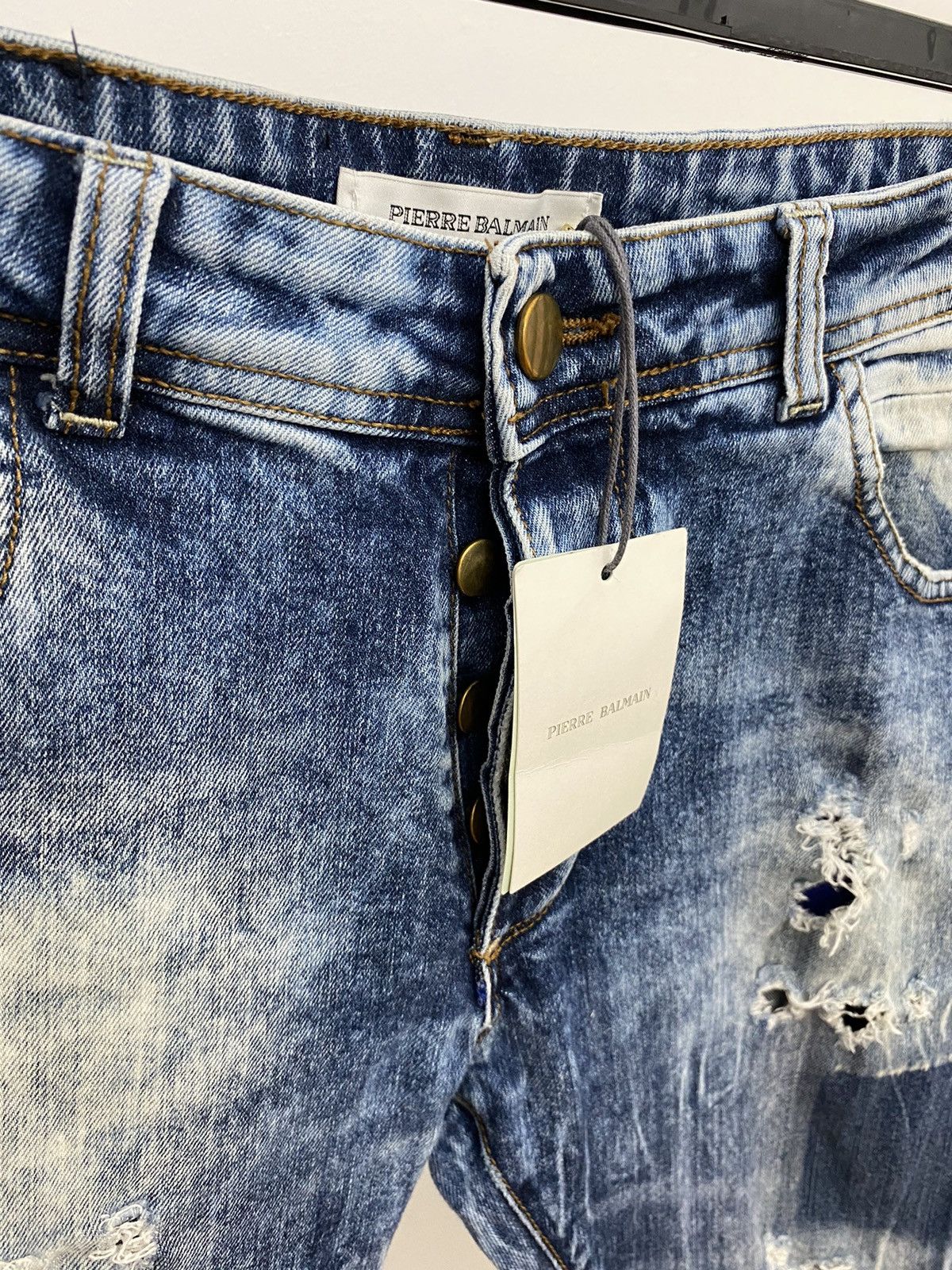 Balmain × Pierre Balmain BALMAIN Pret-a-Porte Destroyed Jeans Size US 34 / EU 50 - 2 Thumbnail