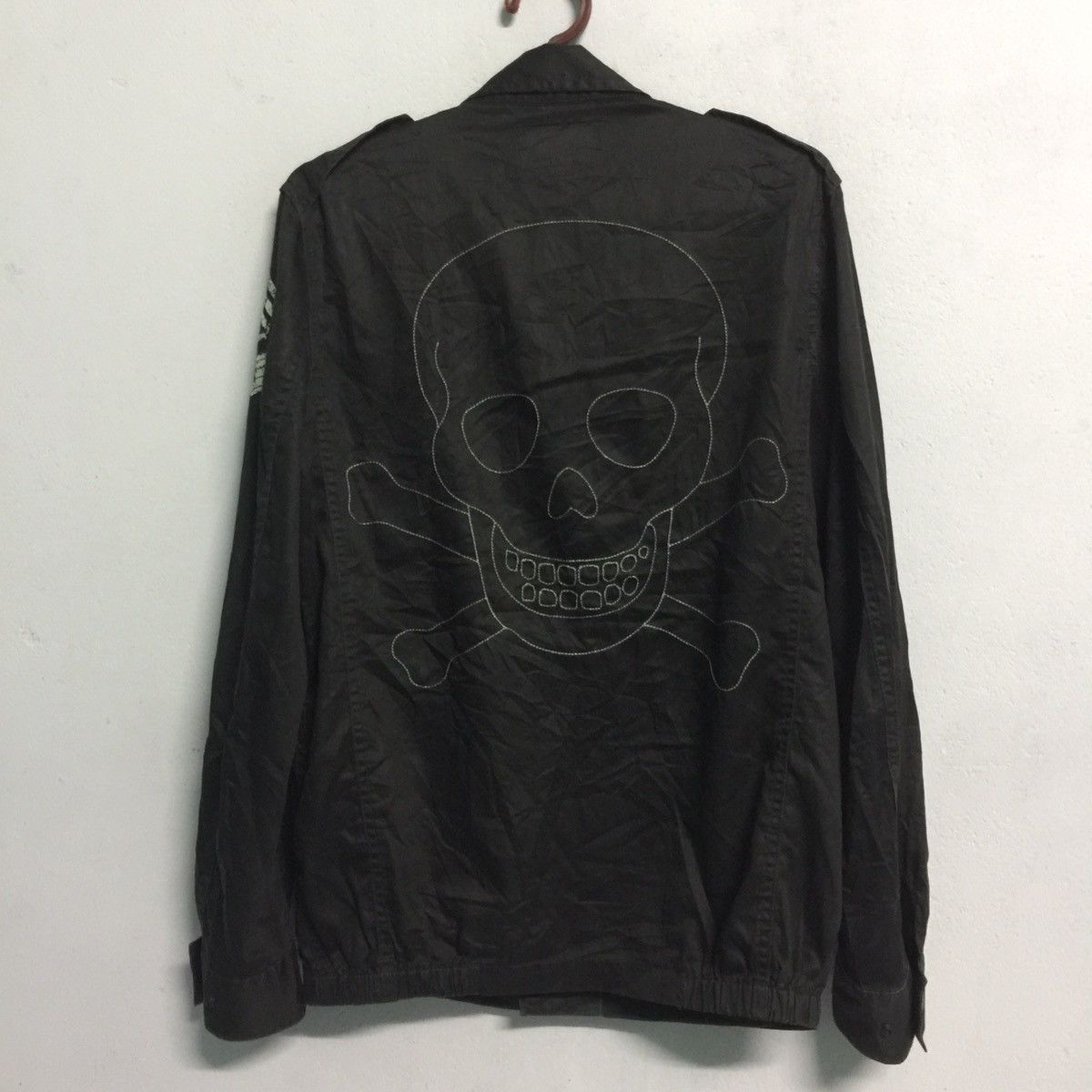 image of Ppfm Skull Design Army Military Style Jacket, Men's (Size Medium)