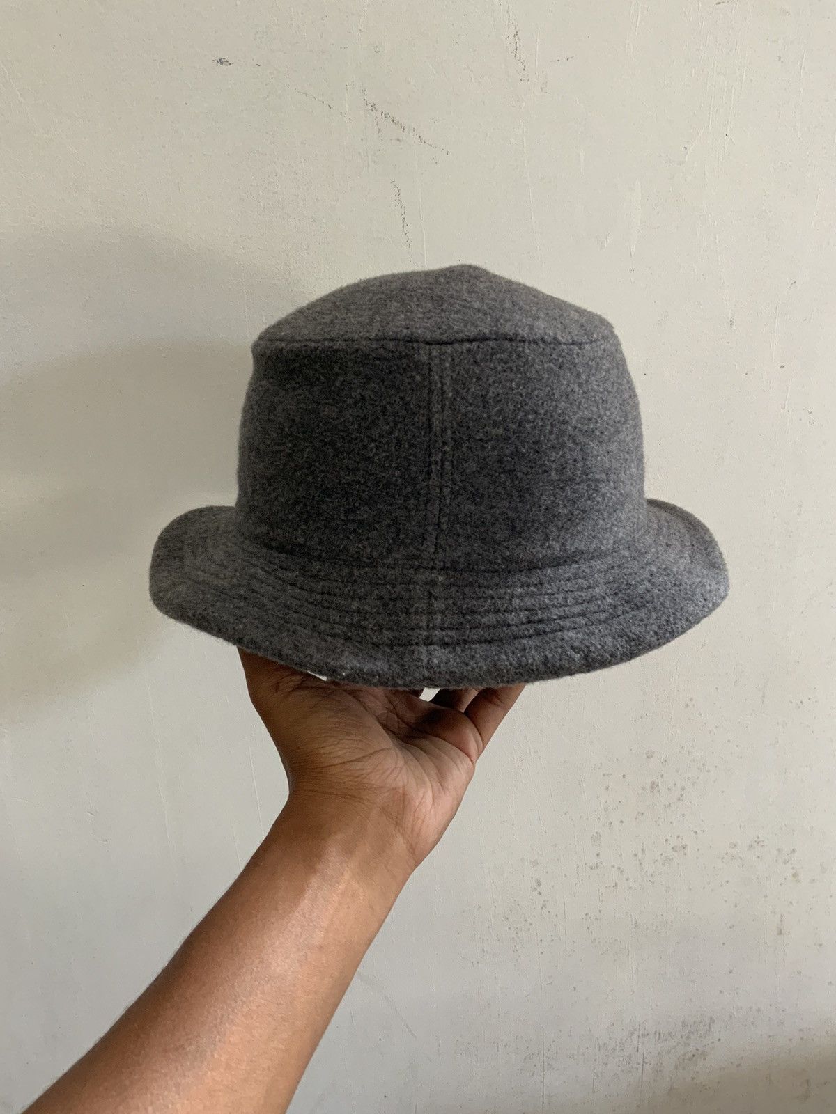 Japanese Brand Wool Mohair Plain Bucket Hat Size ONE SIZE - 4 Thumbnail