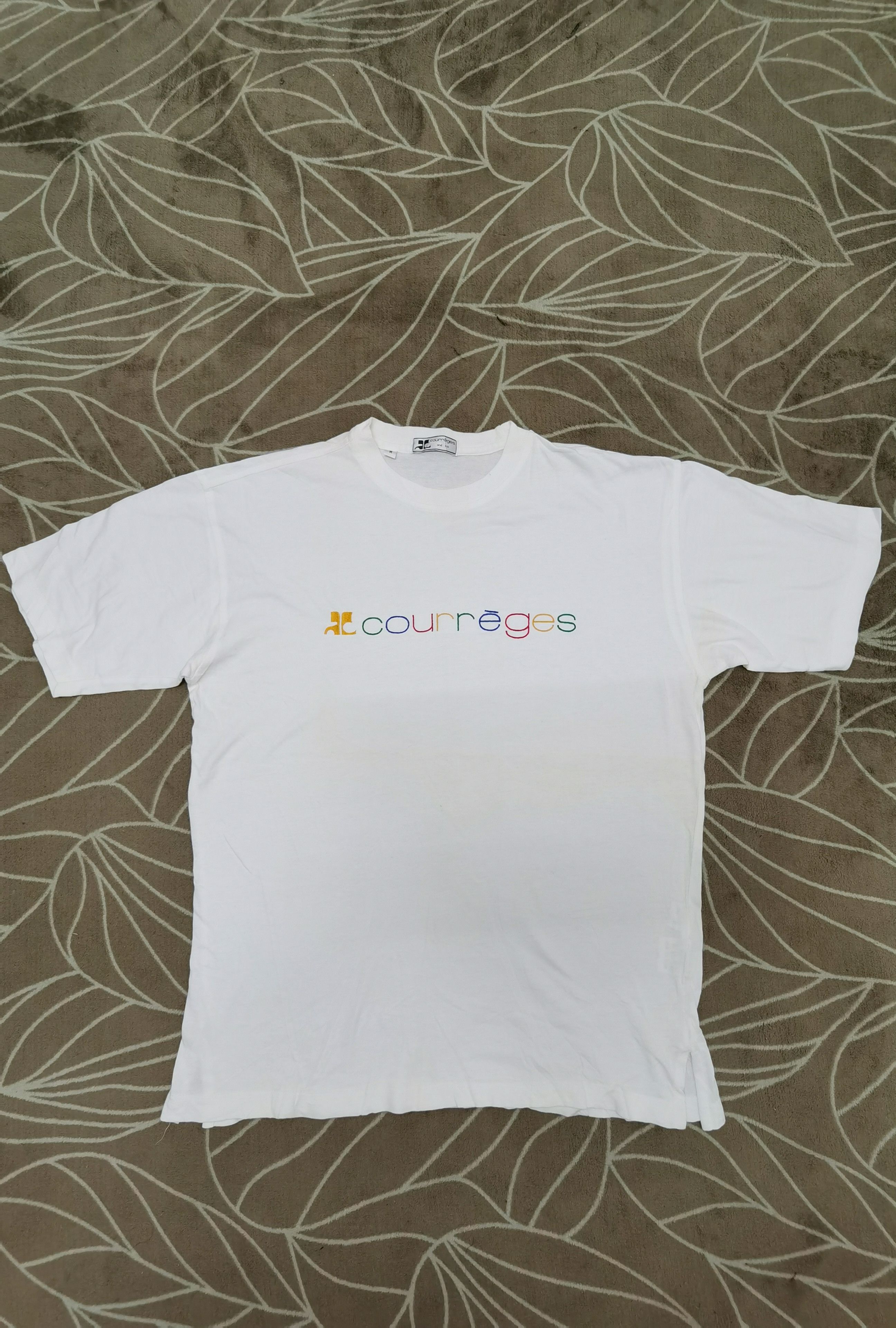 Vintage Vintage Courreges Spellout Rainbow Embroidered T-shirt