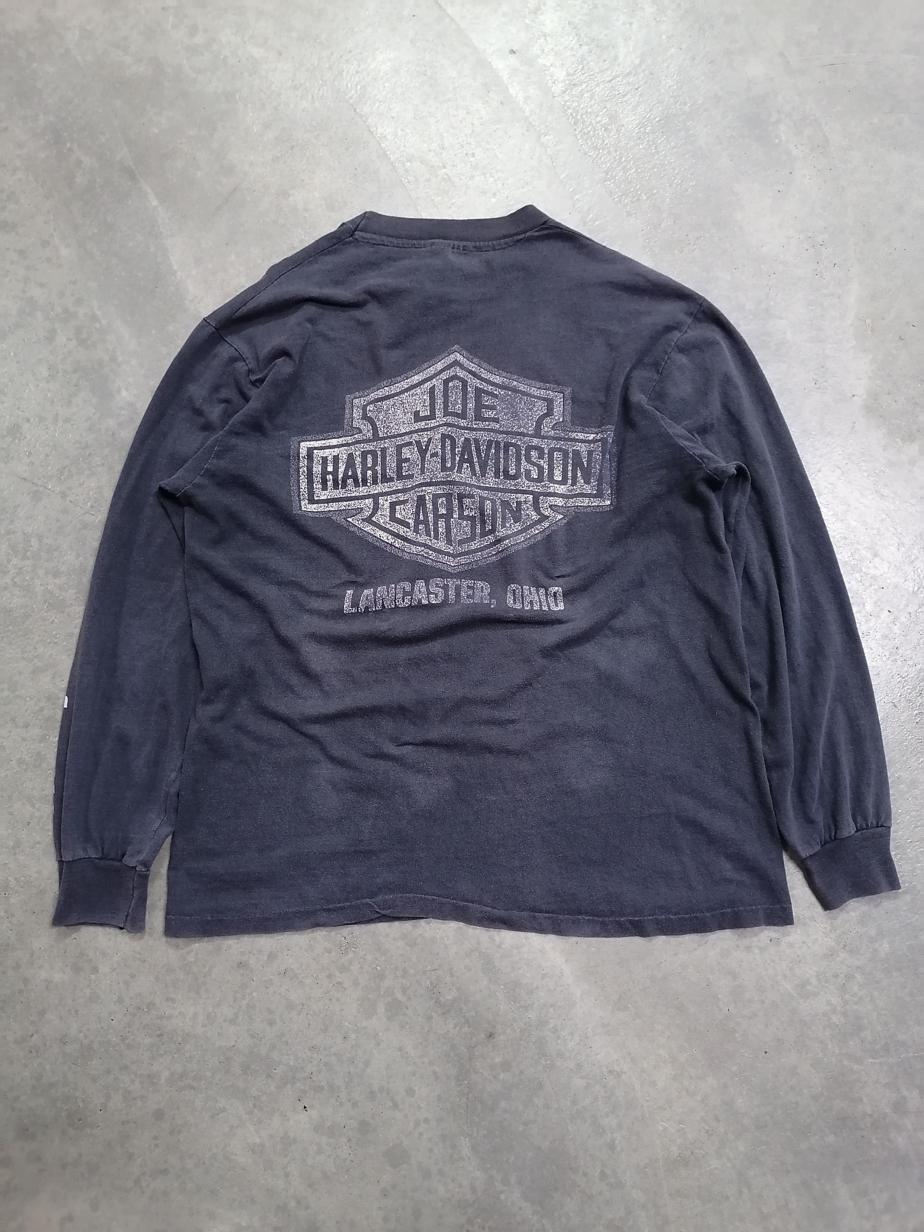 Harley Davidson × Vintage Vintage Harley Davidson 'Joe Carson' Trashed Shirts Size US L / EU 52-54 / 3 - 11 Thumbnail