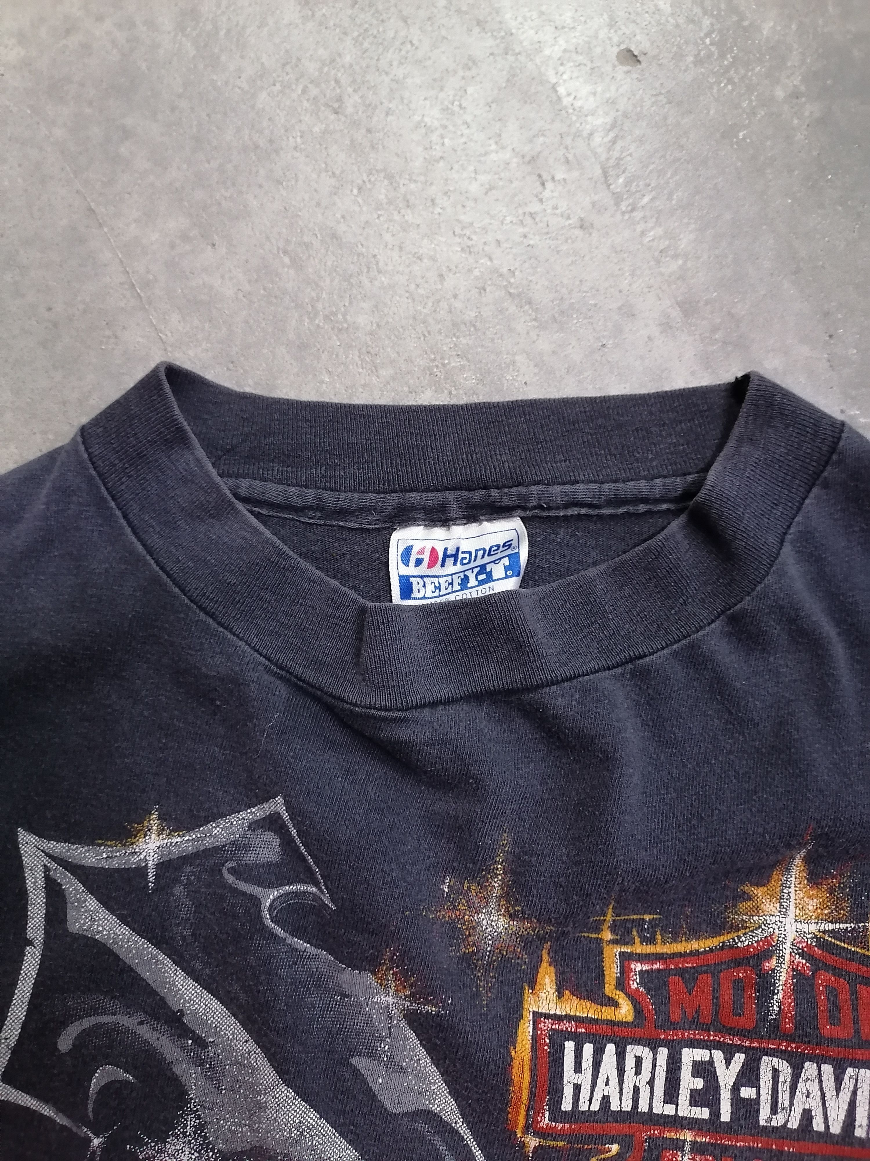 Harley Davidson × Vintage Vintage Harley Davidson 'Joe Carson' Trashed Shirts Size US L / EU 52-54 / 3 - 8 Thumbnail
