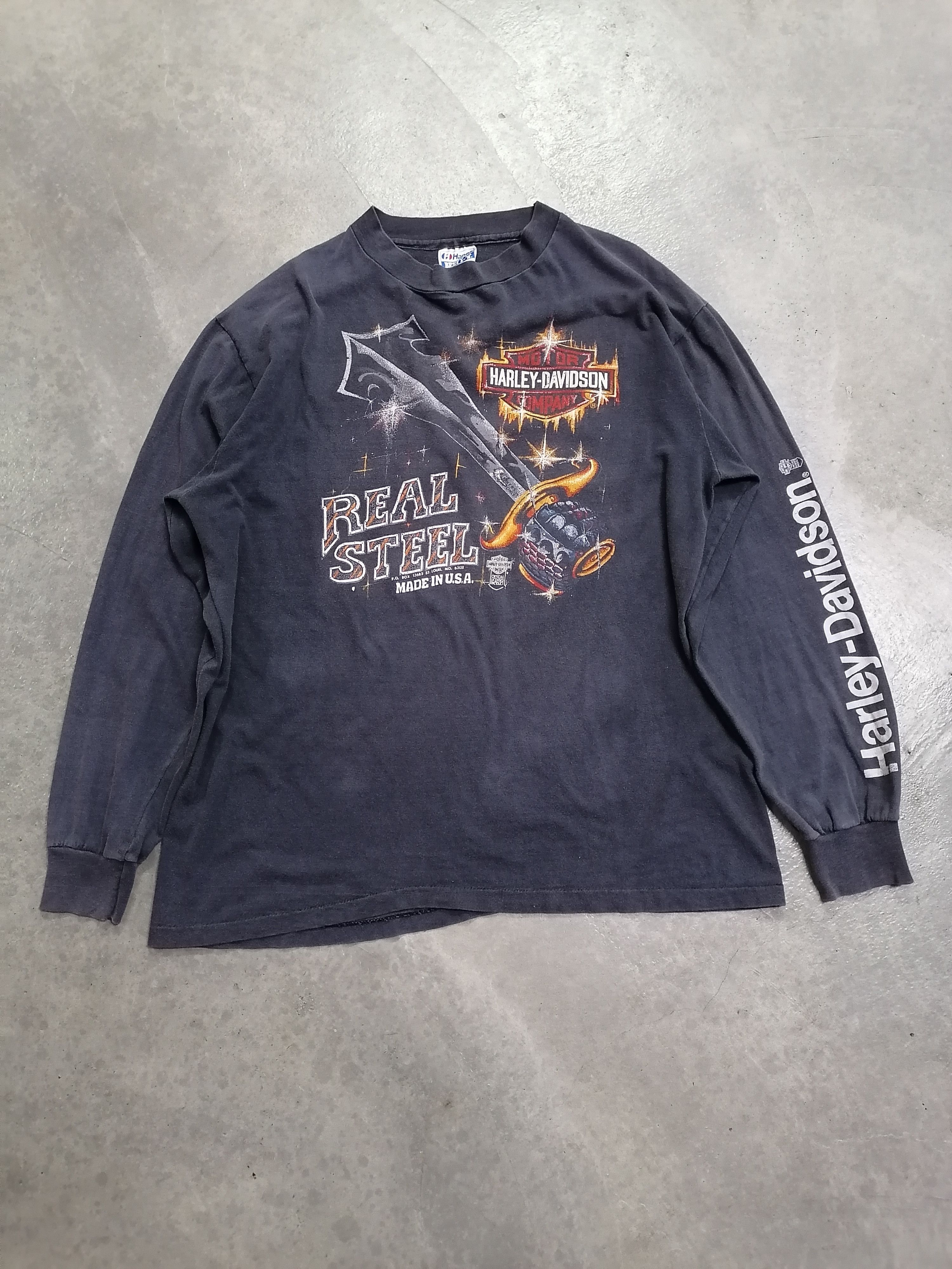 Harley Davidson × Vintage Vintage Harley Davidson 'Joe Carson' Trashed Shirts Size US L / EU 52-54 / 3 - 2 Thumbnail