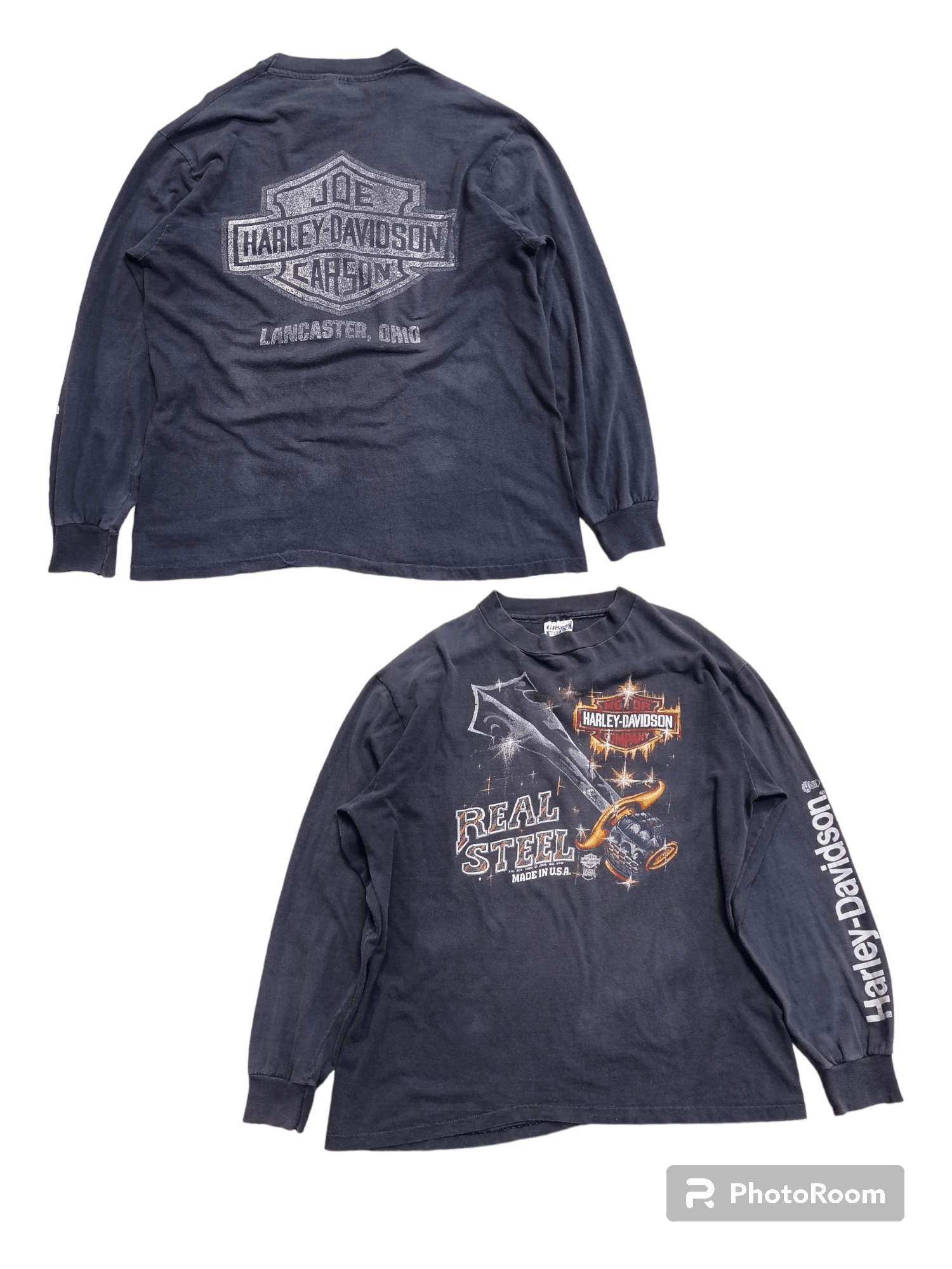 Harley Davidson × Vintage Vintage Harley Davidson 'Joe Carson' Trashed Shirts Size US L / EU 52-54 / 3 - 1 Thumbnail