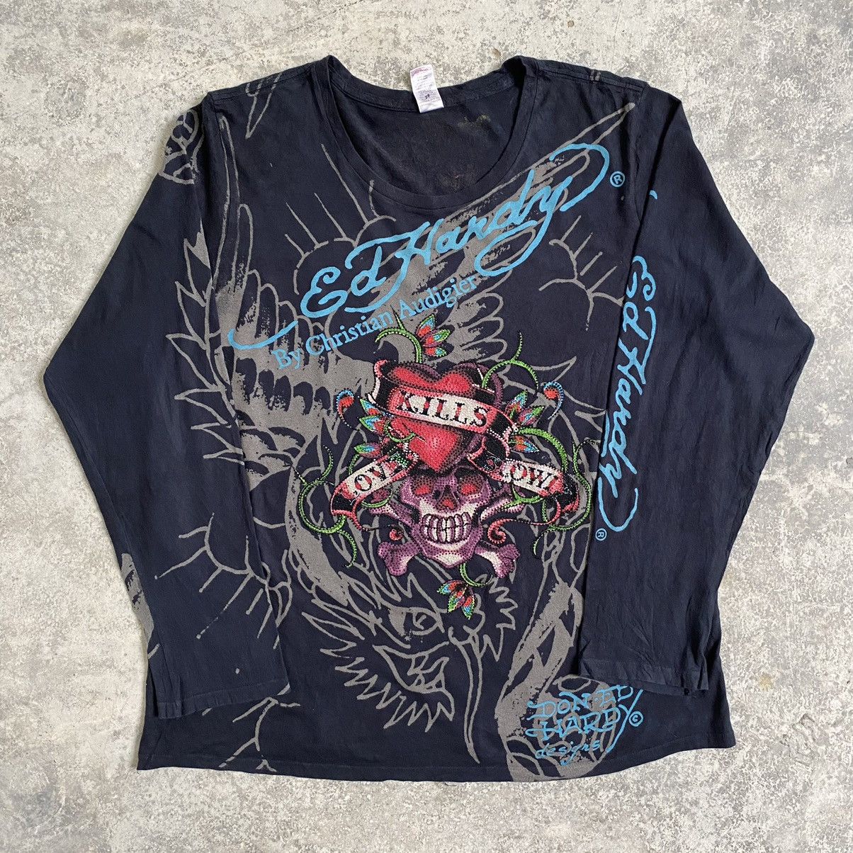Christian Audigier Y2K Ed Hardy By Christian Audigier Tattoo T-Shirt Size US XXL / EU 58 / 5 - 3 Thumbnail
