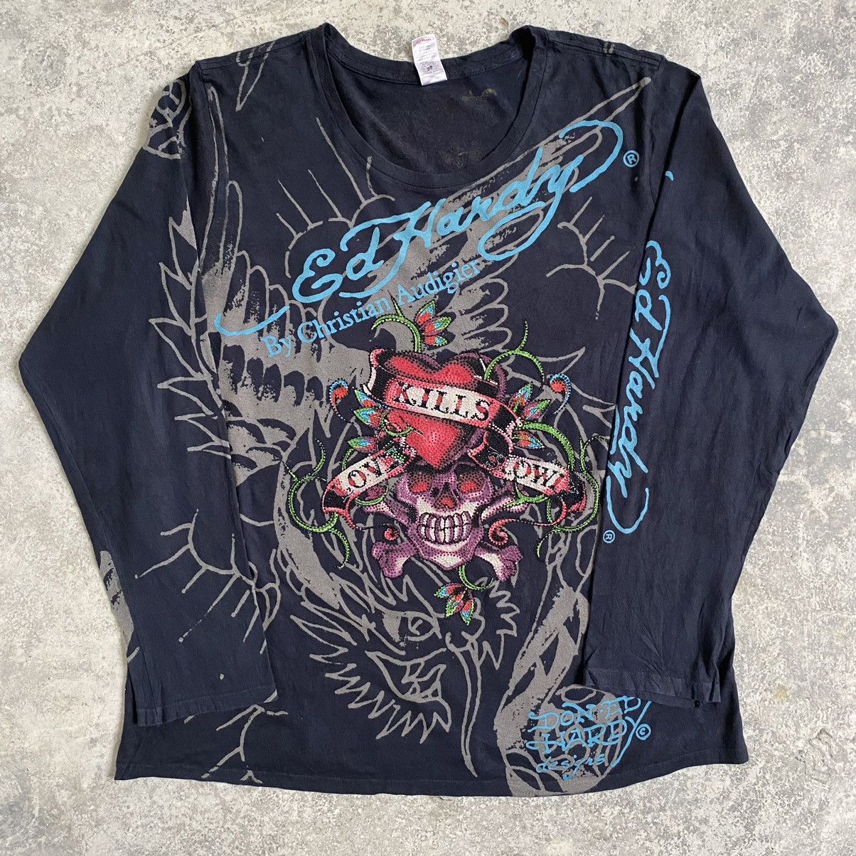 Christian Audigier Y2K Ed Hardy By Christian Audigier Tattoo T-Shirt Size US XXL / EU 58 / 5 - 4 Thumbnail