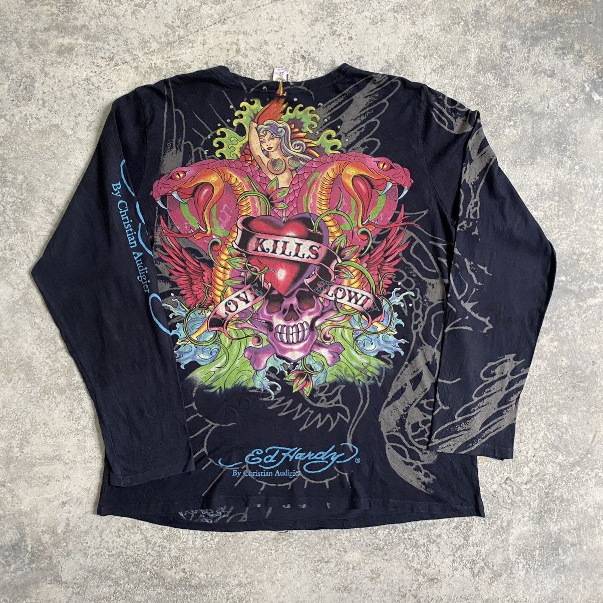 Christian Audigier Y2K Ed Hardy By Christian Audigier Tattoo T-Shirt Size US XXL / EU 58 / 5 - 2 Thumbnail