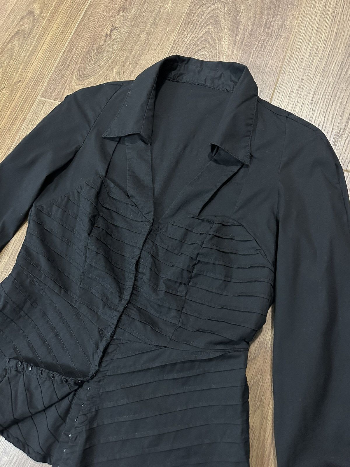 Japanese Brand × Vintage Vintage Avant-grade Style Black Shirt Size S / US 4 / IT 40 - 4 Thumbnail