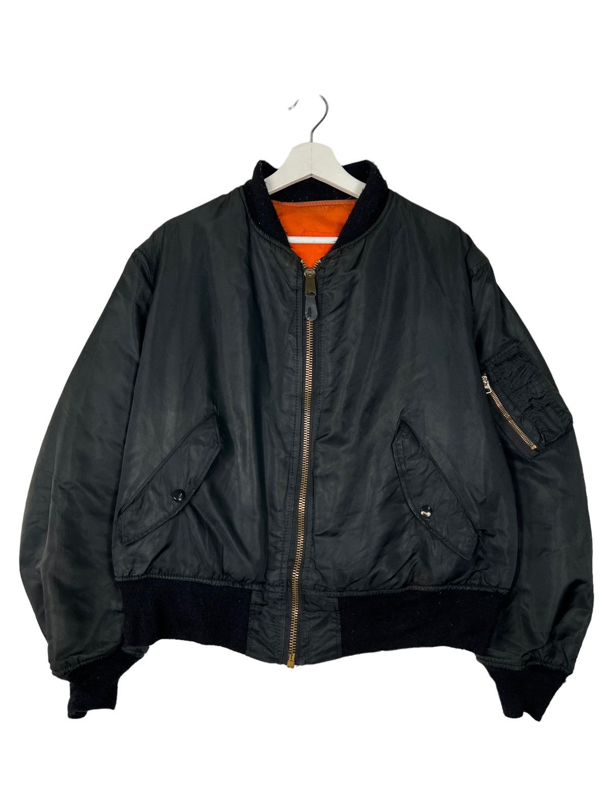 Alpha Industries 🔥 VINTAGE ALPHA REVERSIBLE BLACK BOMBER JACKET MADE IN USA Size US L / EU 52-54 / 3 - 5 Thumbnail