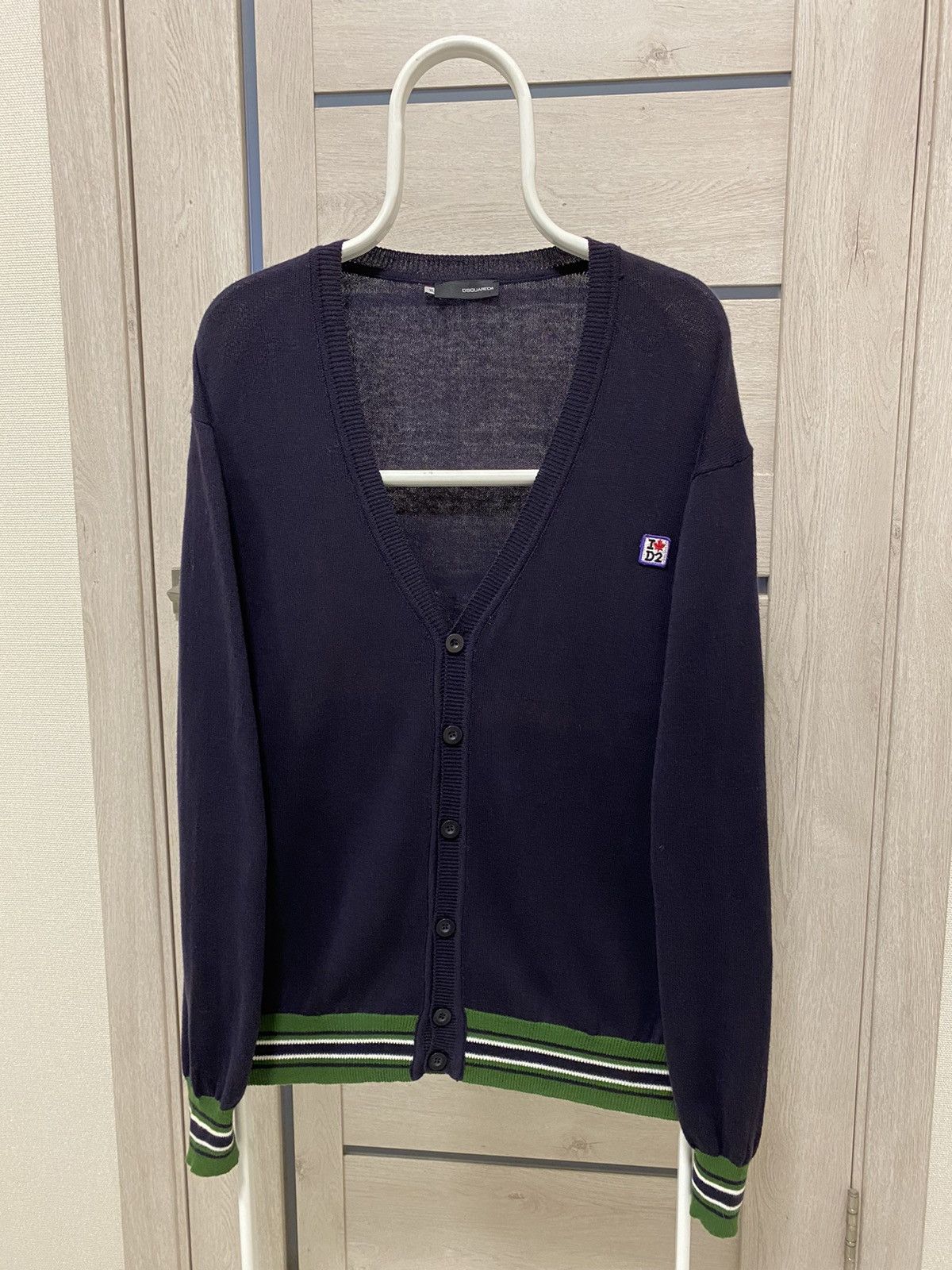 Dsquared2 × Vintage D2 Dsquared2 Vintage Made in Italy Green Stripped Cardigan Size US XL / EU 56 / 4 - 1 Thumbnail