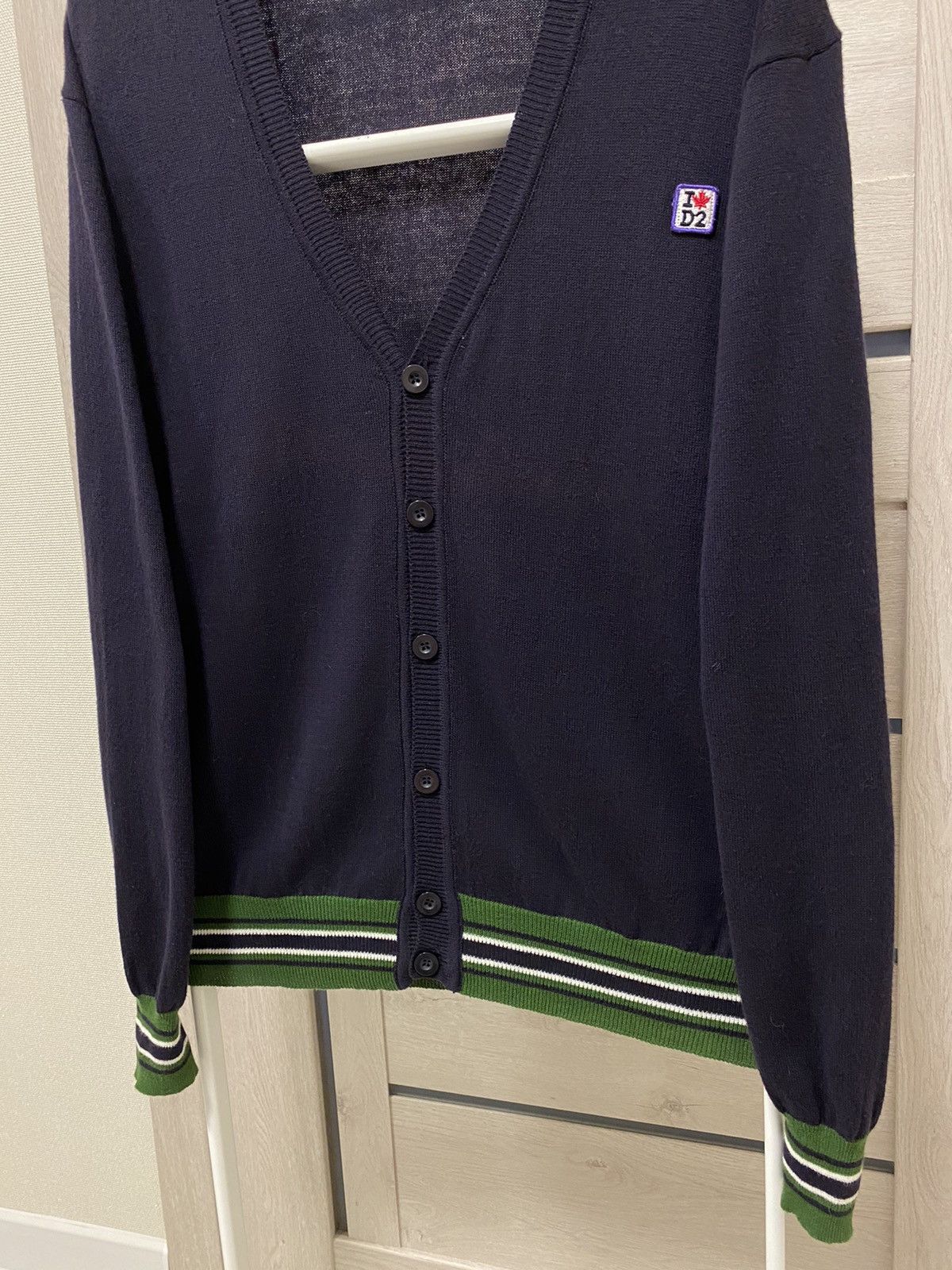 Dsquared2 × Vintage D2 Dsquared2 Vintage Made in Italy Green Stripped Cardigan Size US XL / EU 56 / 4 - 6 Thumbnail