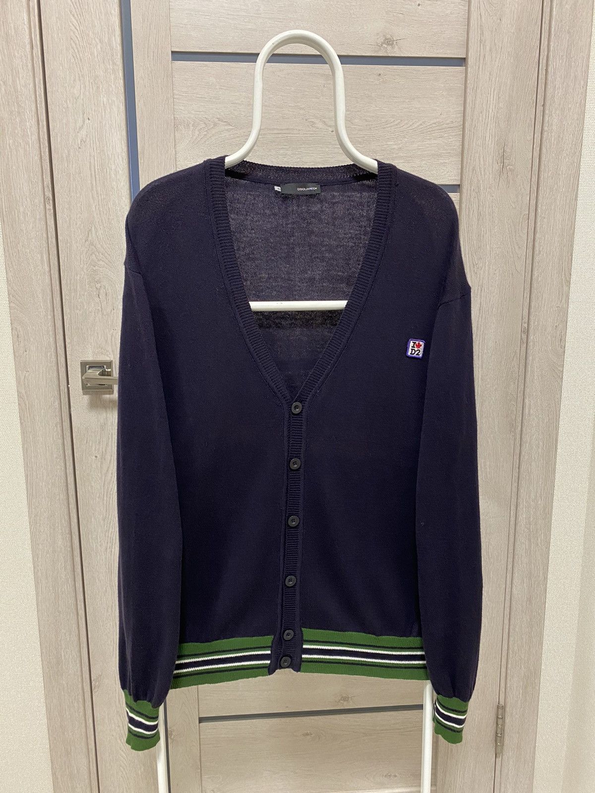 Dsquared2 × Vintage D2 Dsquared2 Vintage Made in Italy Green Stripped Cardigan Size US XL / EU 56 / 4 - 2 Thumbnail