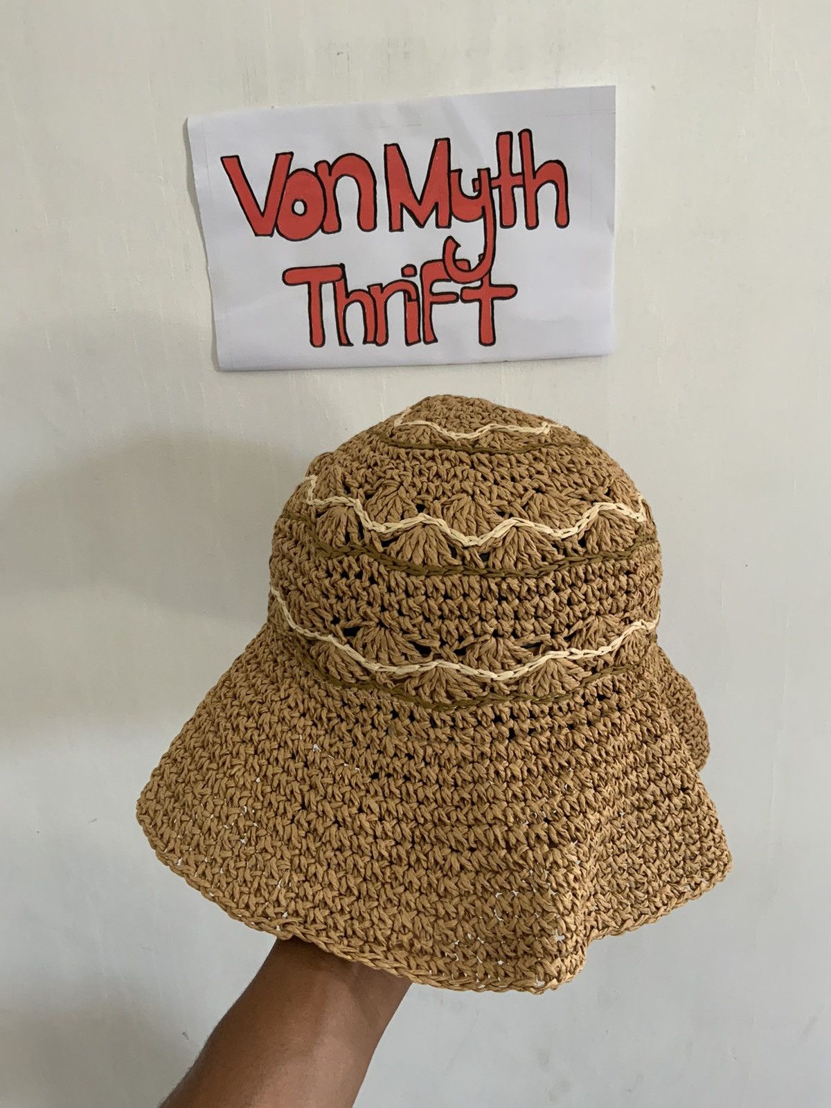 Vintage Paper Straw Outdoor Bucket Hat Size ONE SIZE - 3 Thumbnail