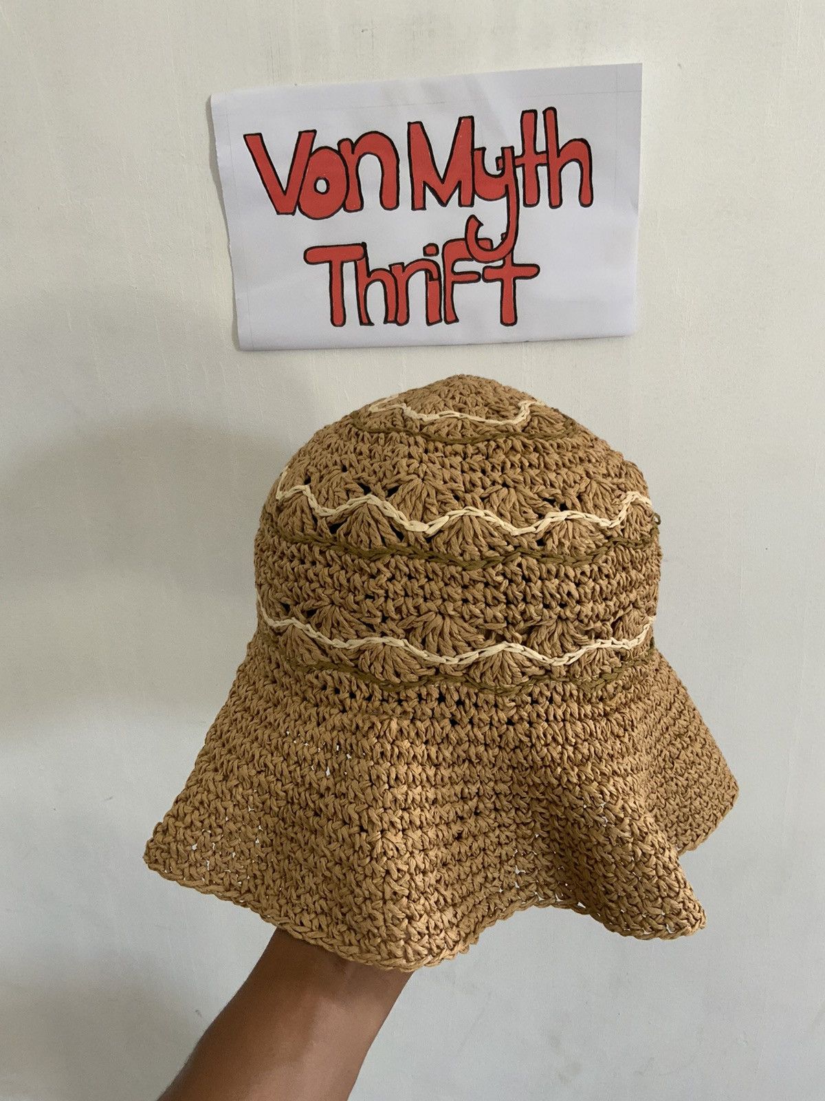 Vintage Paper Straw Outdoor Bucket Hat Size ONE SIZE - 1 Thumbnail