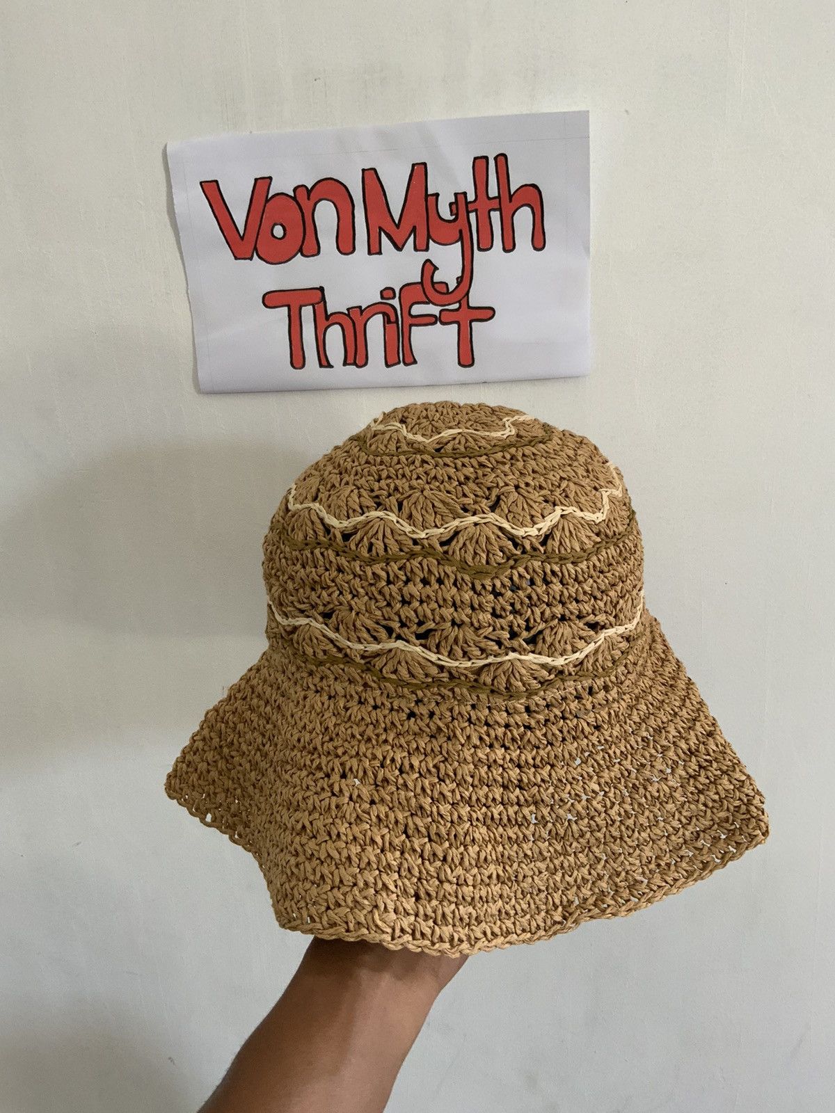 Vintage Paper Straw Outdoor Bucket Hat Size ONE SIZE - 2 Thumbnail