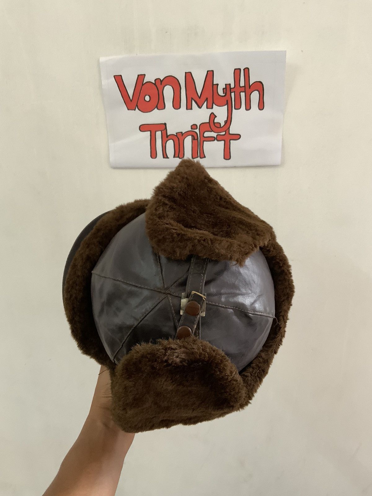 Vintage Vintage A2 Flyers Leather Fur Trooper Hat Size ONE SIZE - 9 Thumbnail