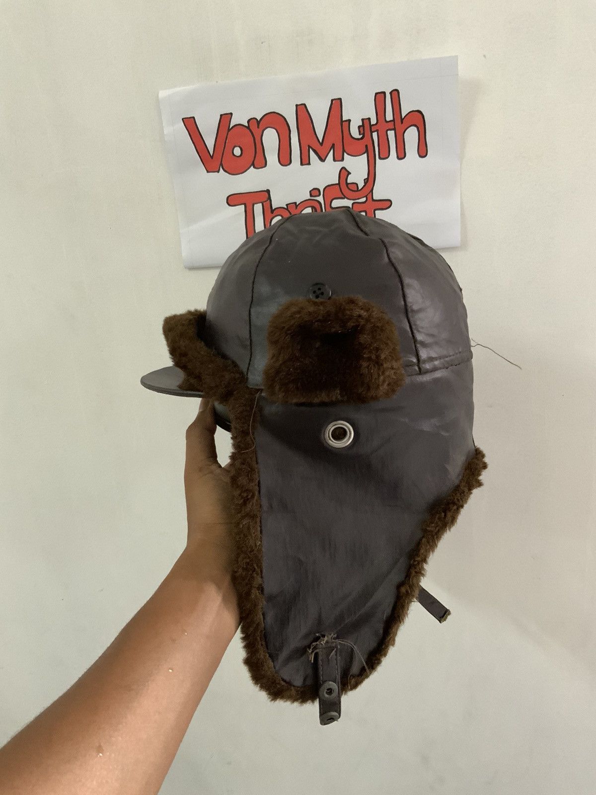 Vintage Vintage A2 Flyers Leather Fur Trooper Hat Size ONE SIZE - 2 Thumbnail