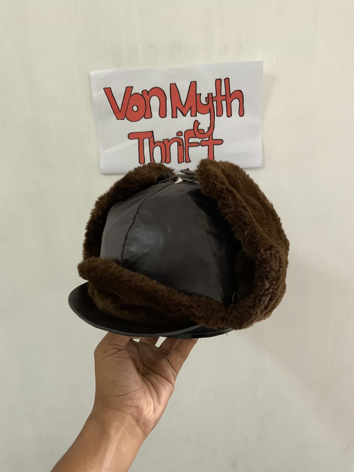 Vintage Vintage A2 Flyers Leather Fur Trooper Hat Size ONE SIZE - 7 Thumbnail