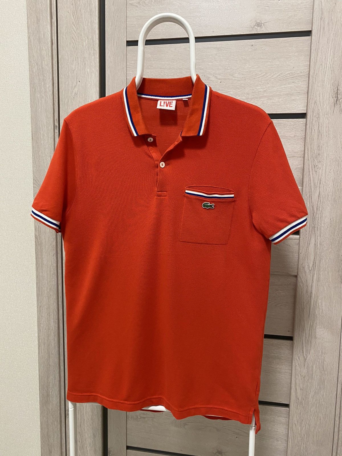 Lacoste Lacoste Live Stripped Pocket Logo Red Cotton Polo | Grailed