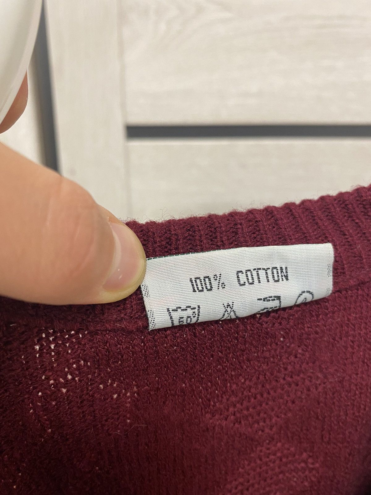 Lacoste × Vintage Lacoste Chemise Made in France Knit Burgundy V-neck Sweater Size US L / EU 52-54 / 3 - 9 Thumbnail