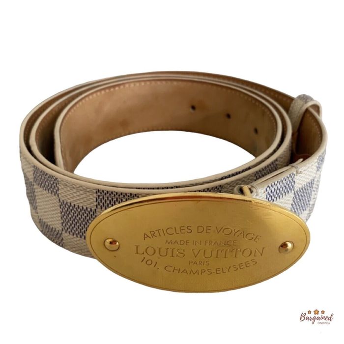 Louis Vuitton Louis Vuitton Damier Azur Canvas Leather Voyage Belt
