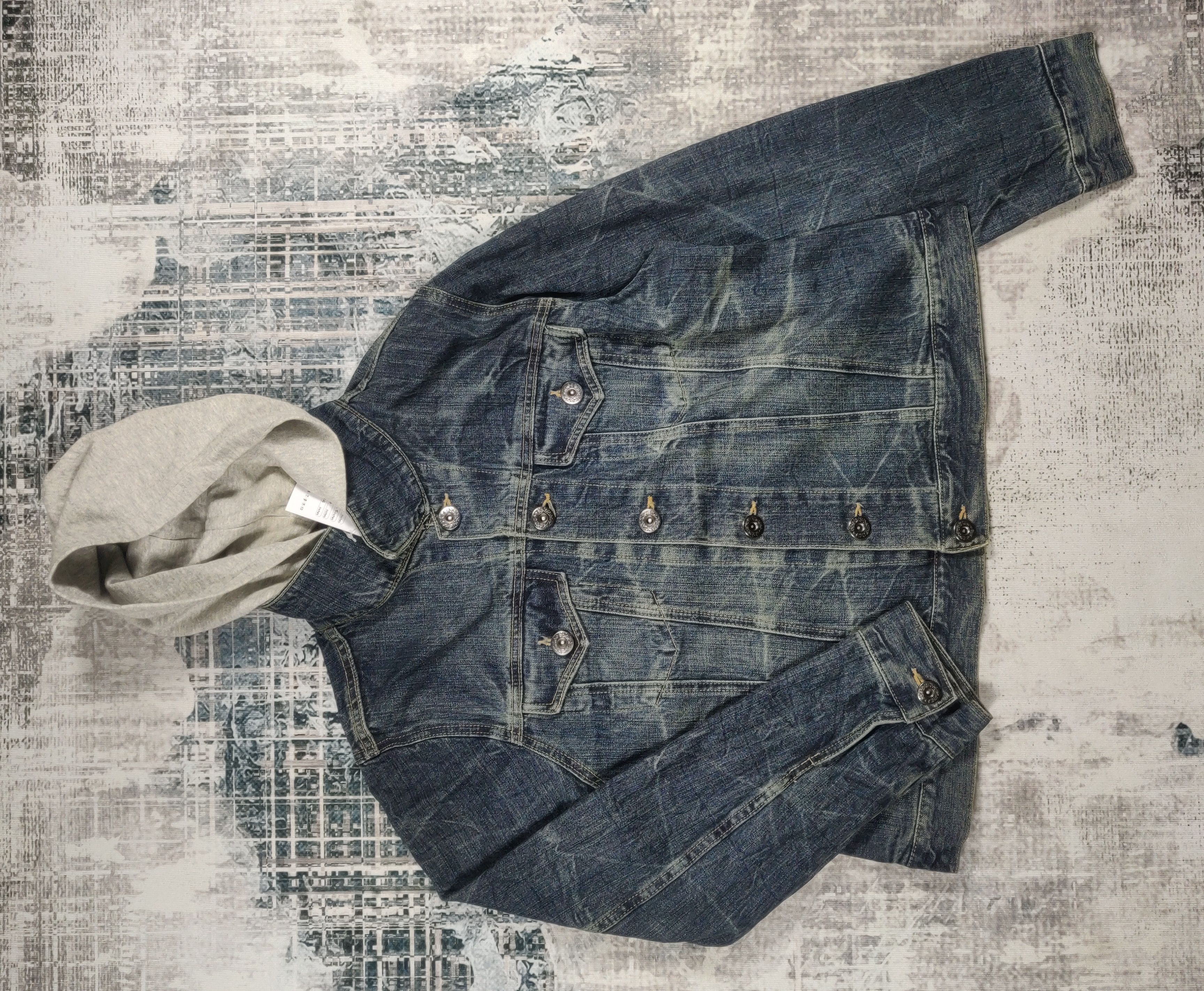 Japanese Brand × Vintage Oririn Denim Blue Hoodie Trucker Jacket Size US XL / EU 56 / 4 - 1 Thumbnail