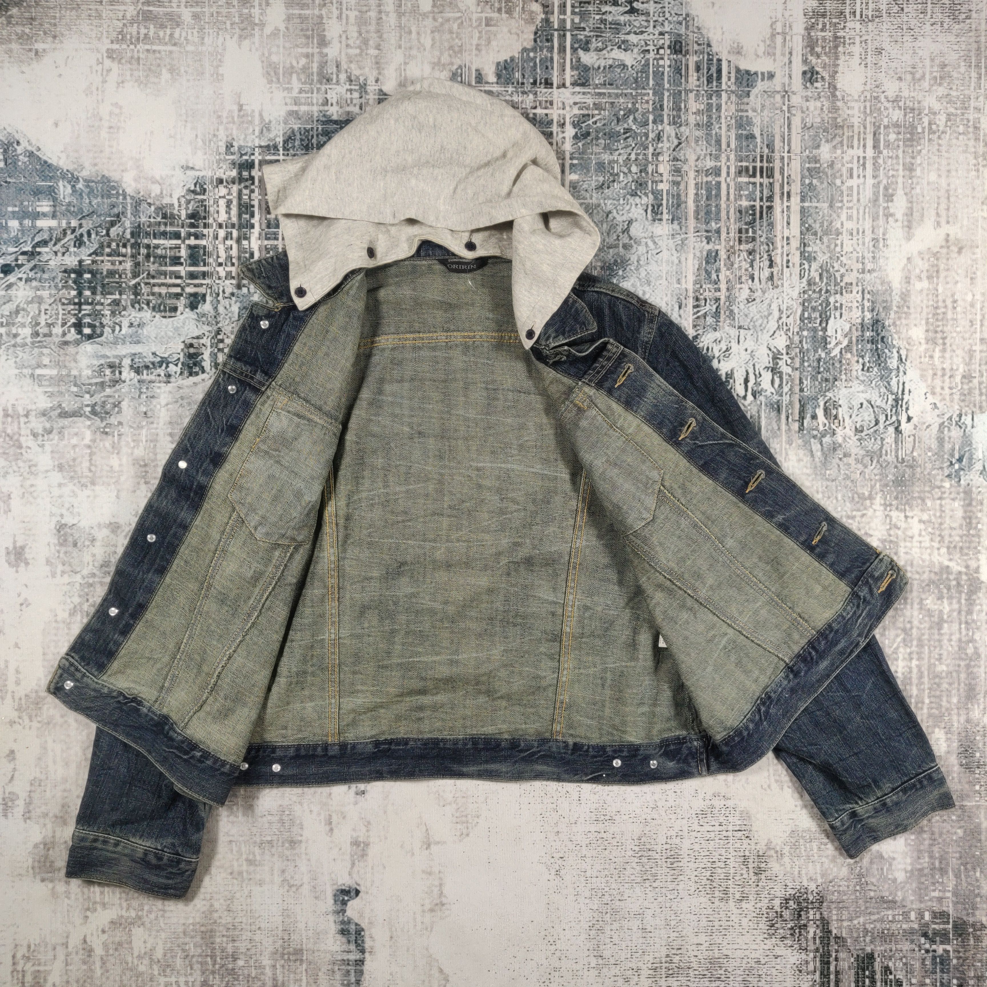 Japanese Brand × Vintage Oririn Denim Blue Hoodie Trucker Jacket Size US XL / EU 56 / 4 - 3 Thumbnail