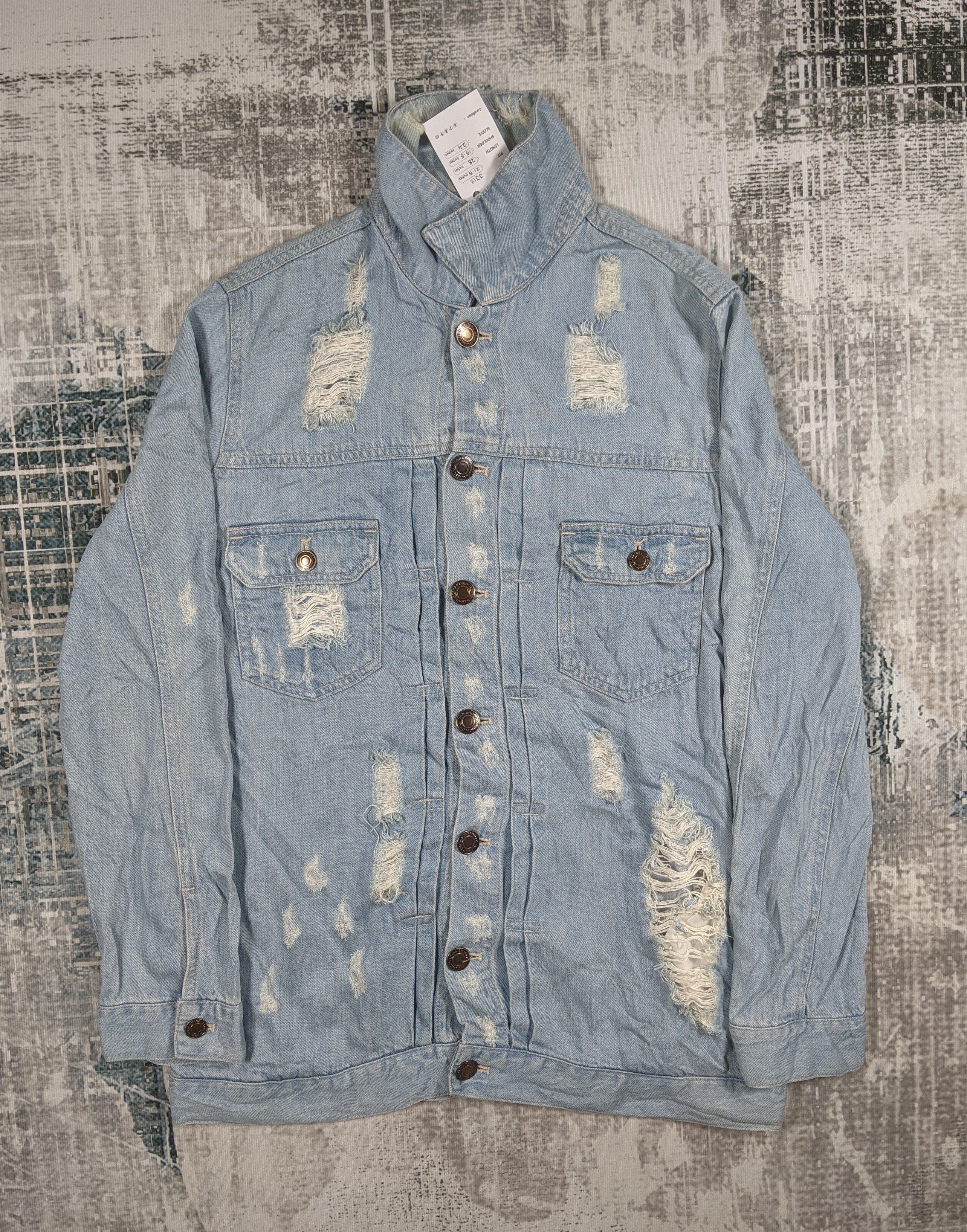 Japanese Brand Ozoz Denim Trucker Jacket Blue Wash Distress Size US L / EU 52-54 / 3 - 1 Thumbnail