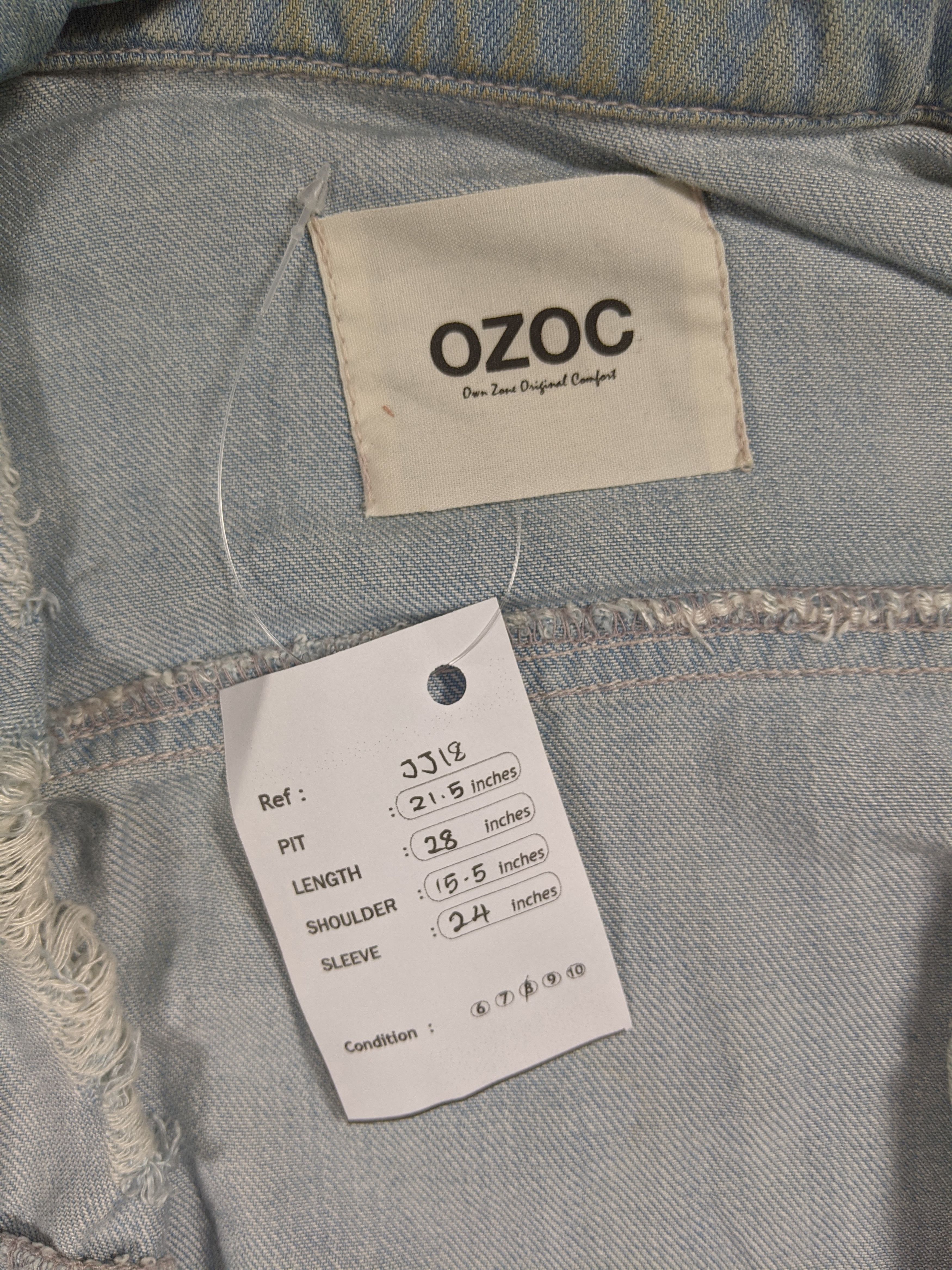 Japanese Brand Ozoz Denim Trucker Jacket Blue Wash Distress Size US L / EU 52-54 / 3 - 6 Thumbnail