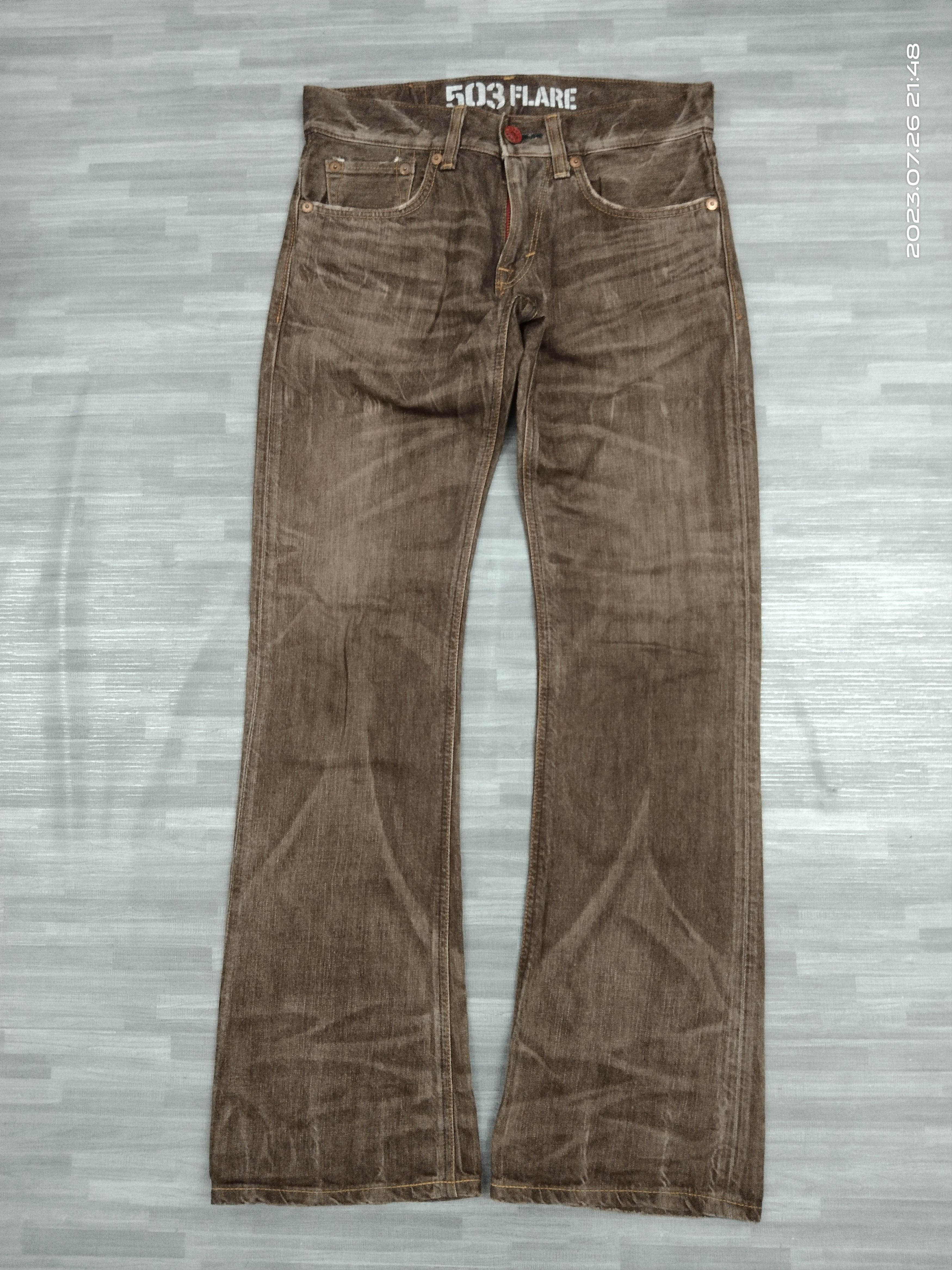 Edwin FLARE 503 WASHED BROWN DENIM PANTS Size US 31 - 2 Thumbnail