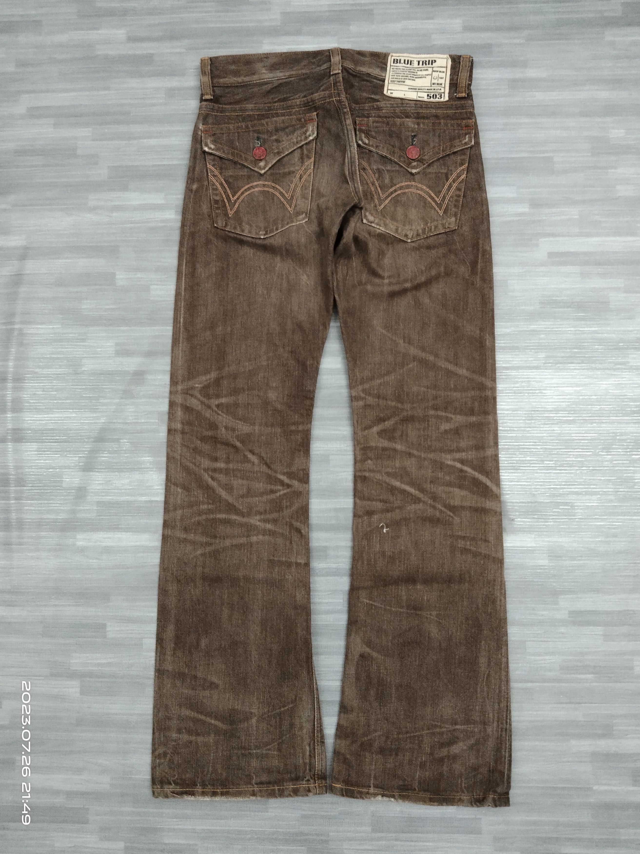 Edwin FLARE 503 WASHED BROWN DENIM PANTS Size US 31 - 3 Thumbnail