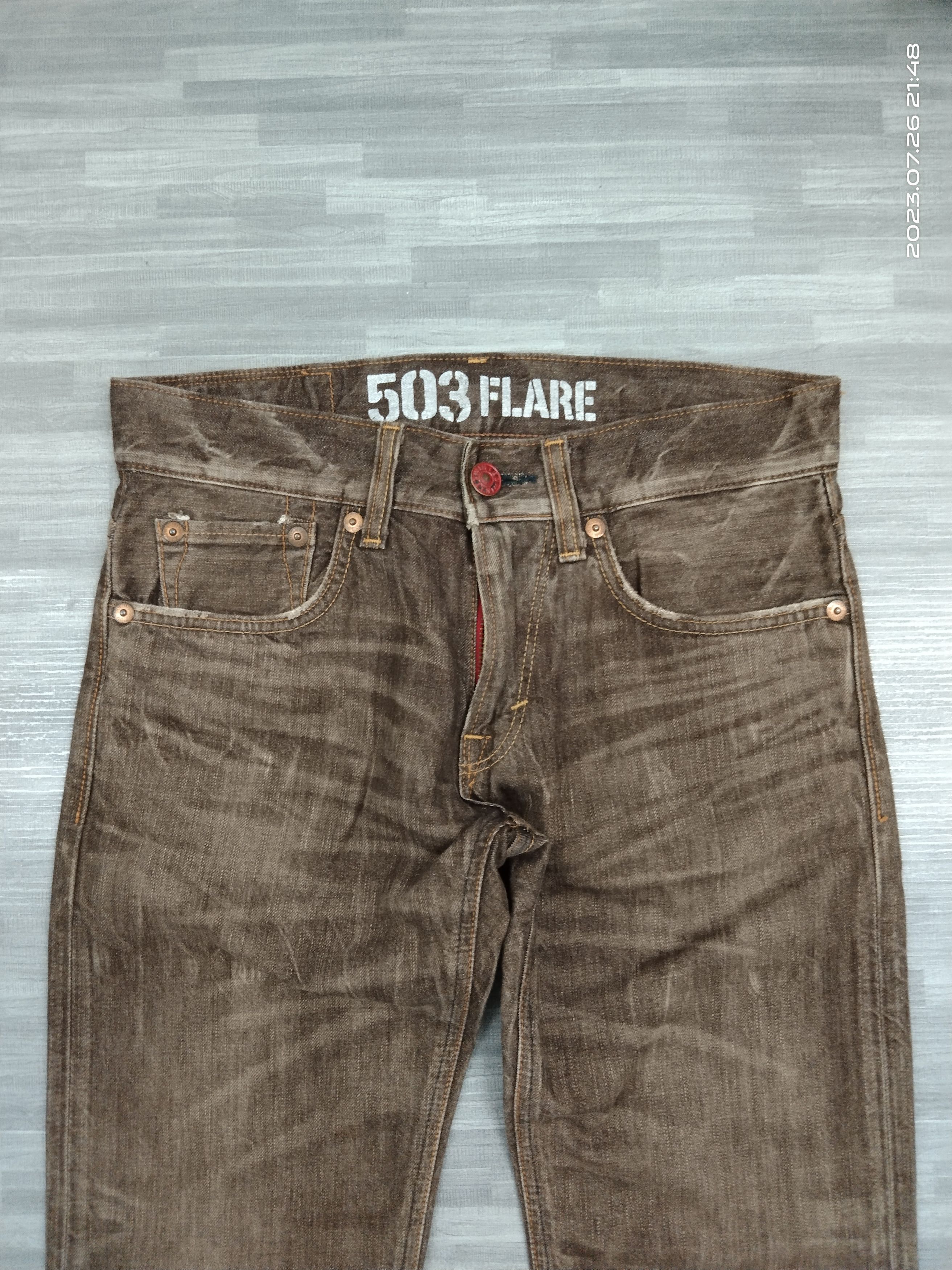 Edwin FLARE 503 WASHED BROWN DENIM PANTS Size US 31 - 4 Thumbnail