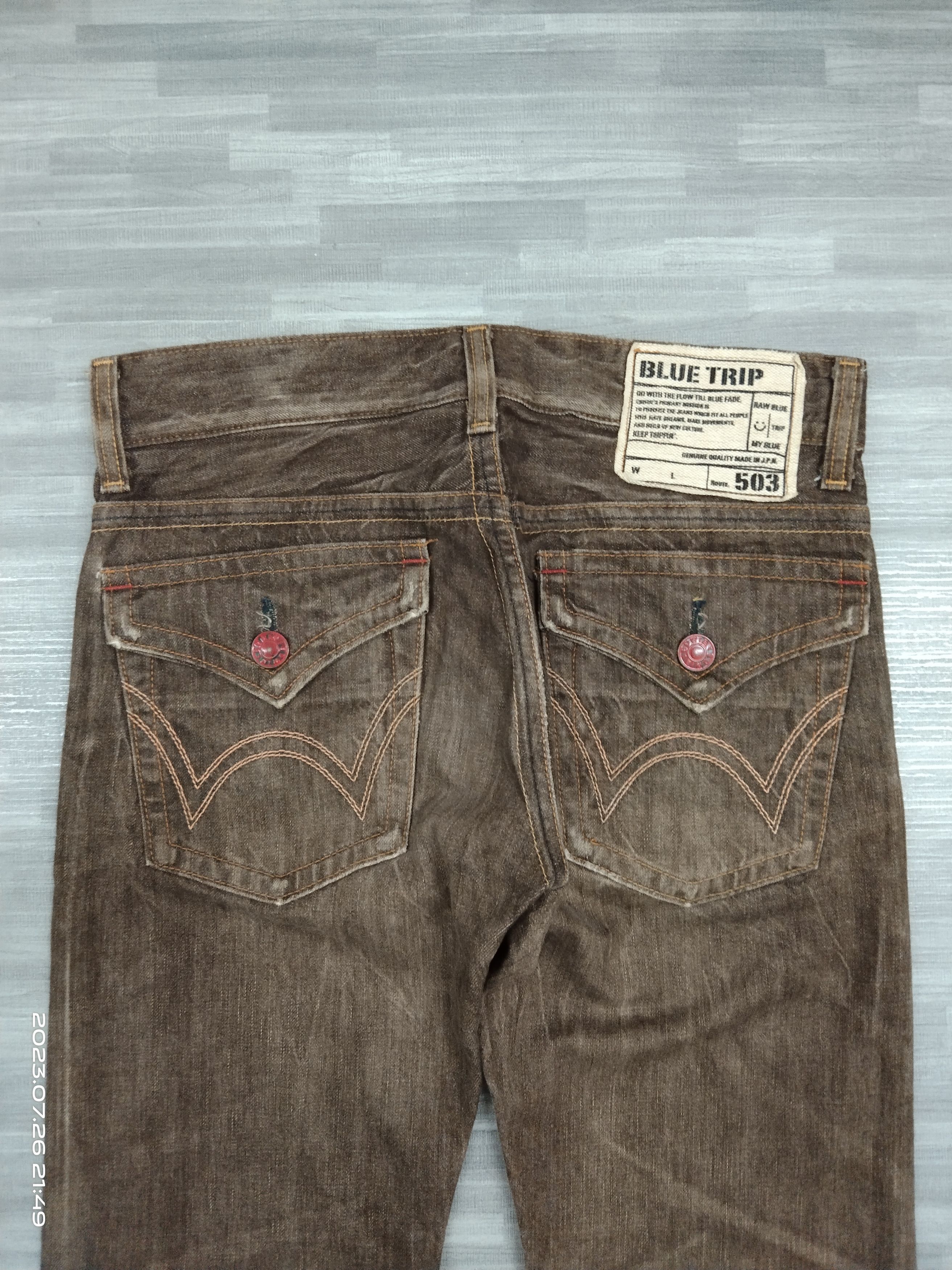 Edwin FLARE 503 WASHED BROWN DENIM PANTS Size US 31 - 5 Thumbnail