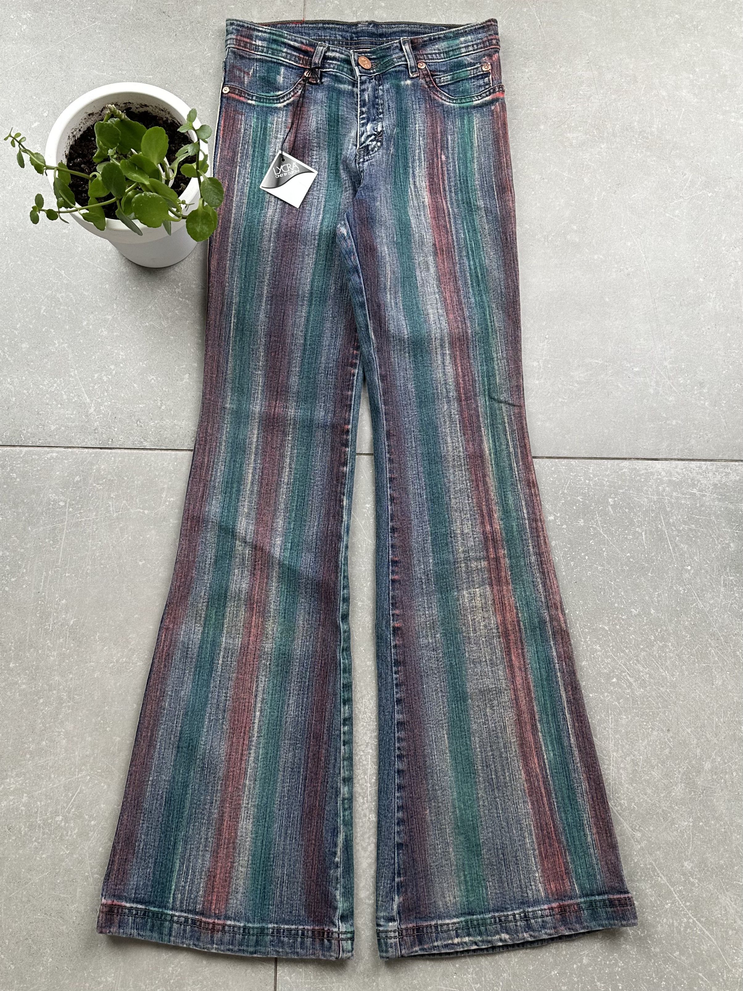 Vintage Cross Rhinestone Print Flare Jeans
