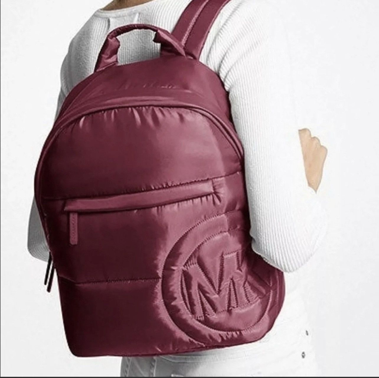 Michael Kors NWT Kors Rae Medium Quilted Metallic Nylon Backpack Berry Size ONE SIZE - 2 Thumbnail