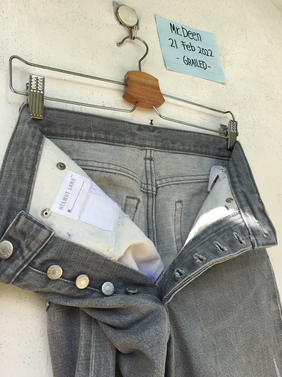 image of VTG 90's Helmut Lang Classic Cut Denim Jeans in Grey, Men's (Size 27)