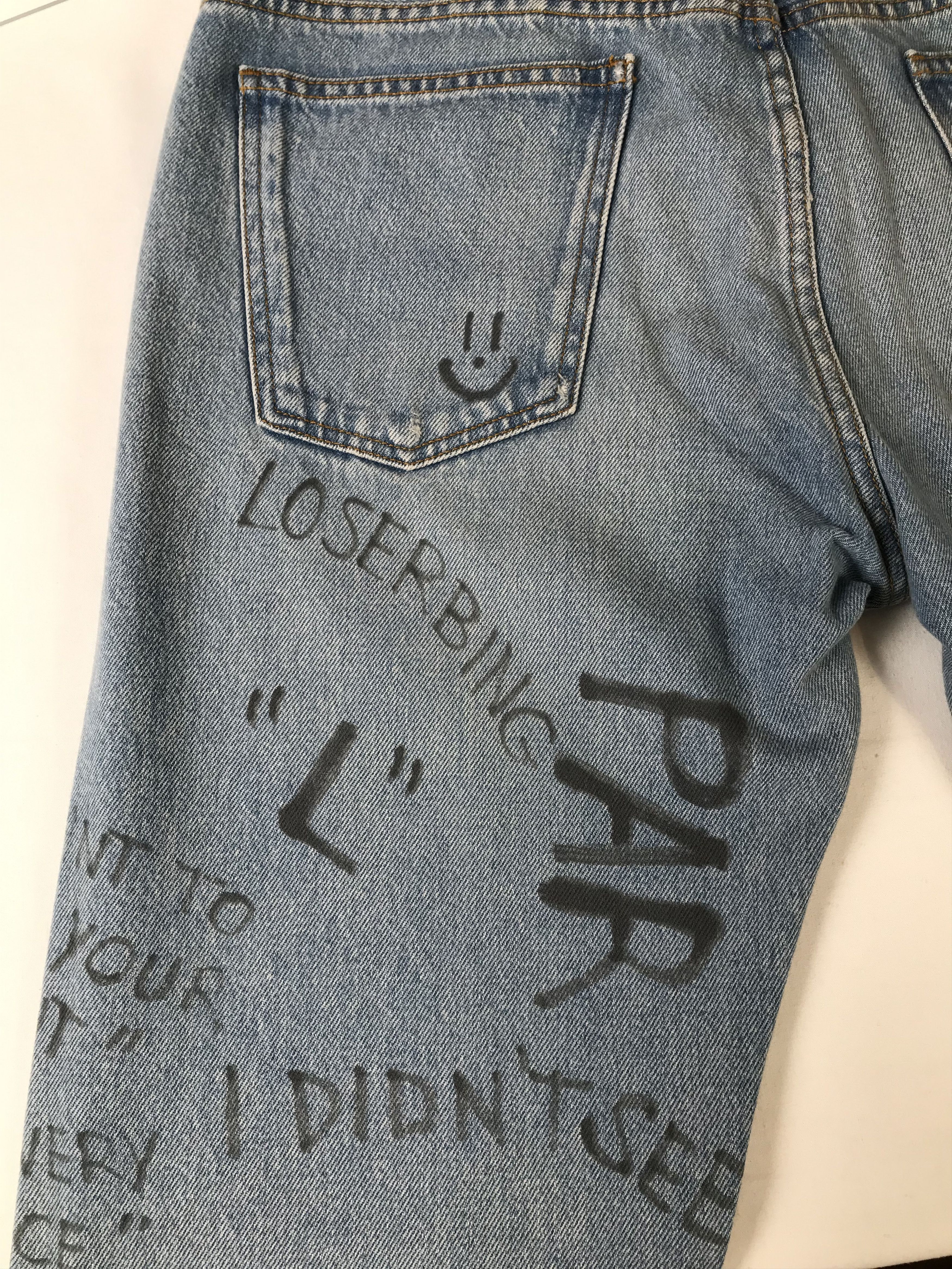 Gucci Gucci Blue Jeans With Handwritten Text Print Size US 33 - 6 Thumbnail