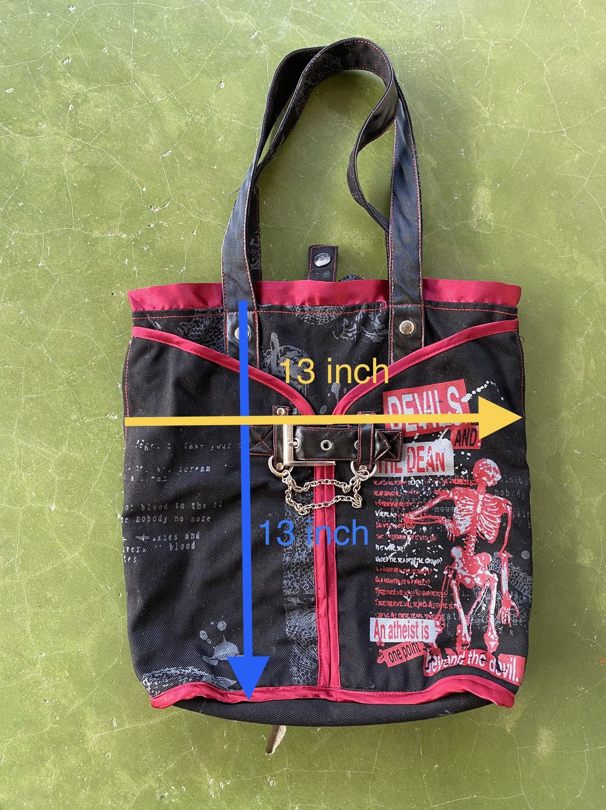 Japanese Brand Vintage Devil H.naoto Multi-Pocket Distressed Tote Bag Size ONE SIZE - 14 Thumbnail