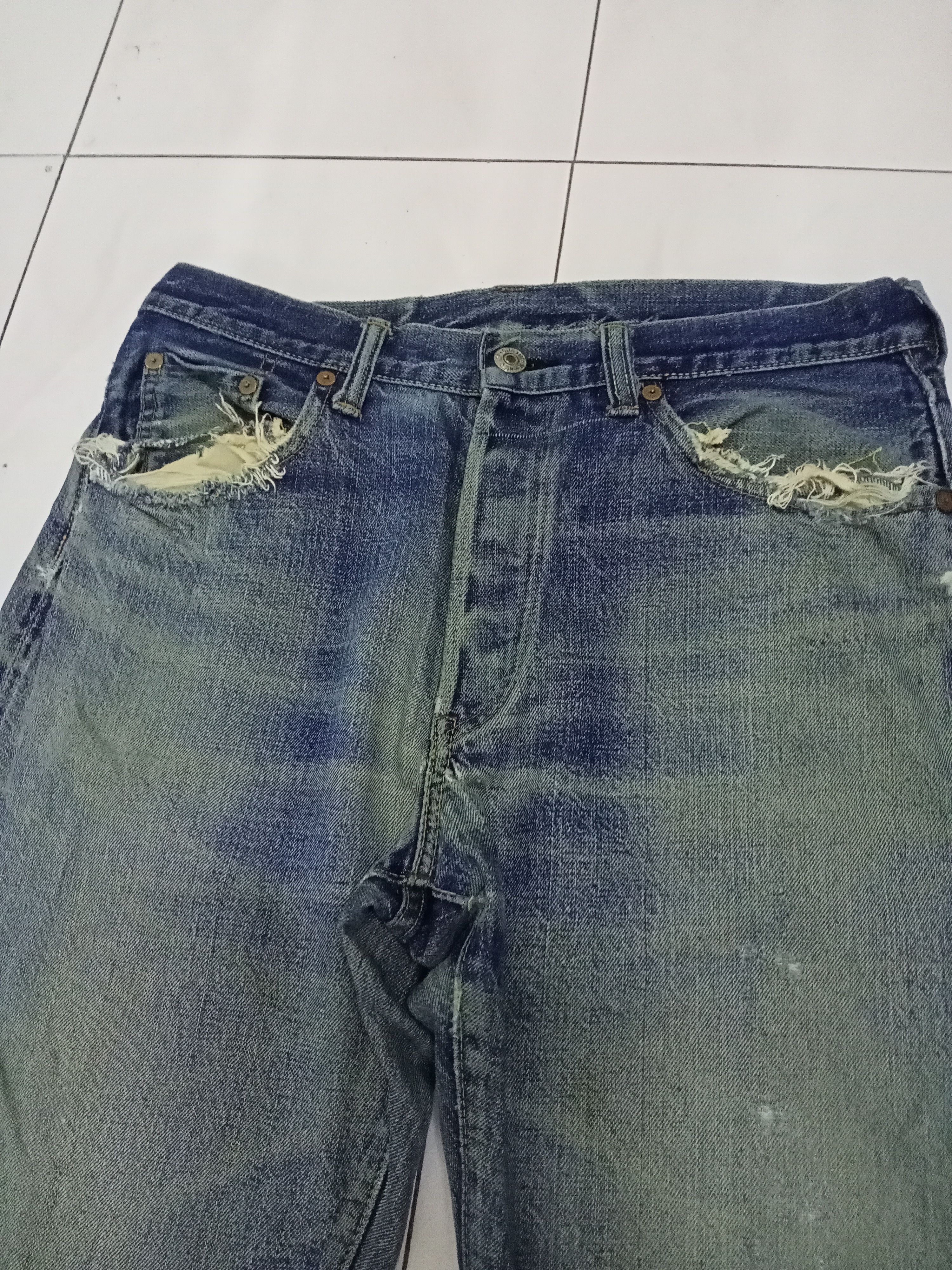 Japanese Brand Sewing Chop O'lls Distressed Selvedge Jeans Size US 30 / EU 46 - 4 Thumbnail
