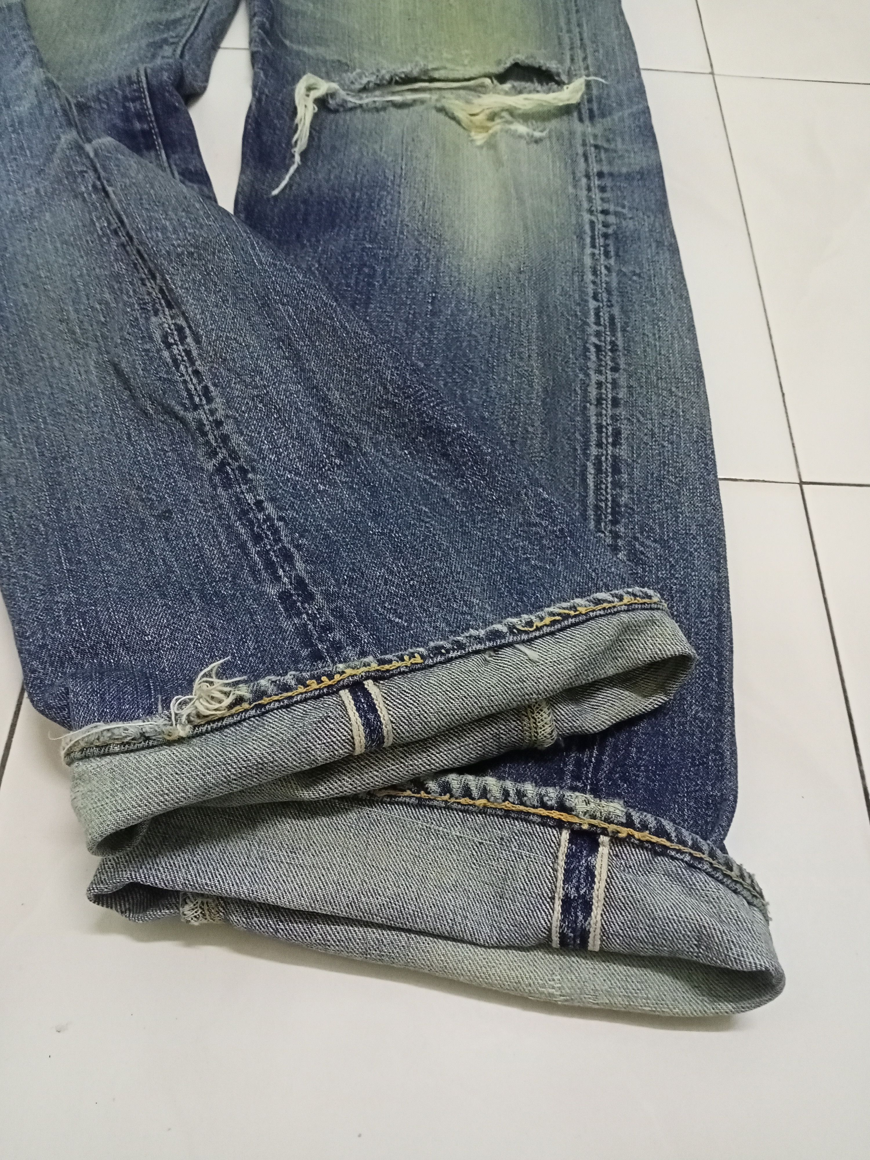 Japanese Brand Sewing Chop O'lls Distressed Selvedge Jeans Size US 30 / EU 46 - 2 Thumbnail