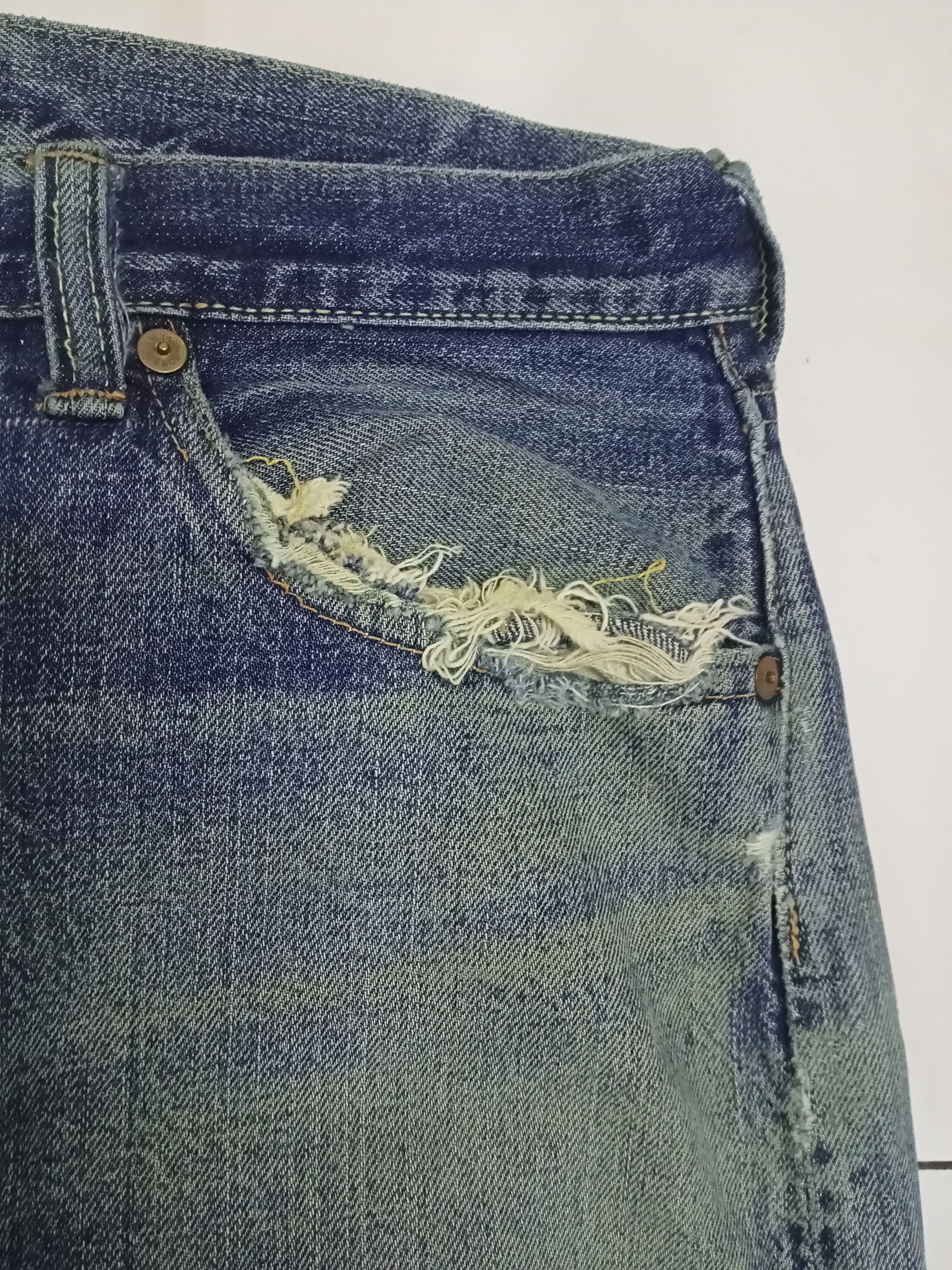 Japanese Brand Sewing Chop O'lls Distressed Selvedge Jeans Size US 30 / EU 46 - 7 Thumbnail