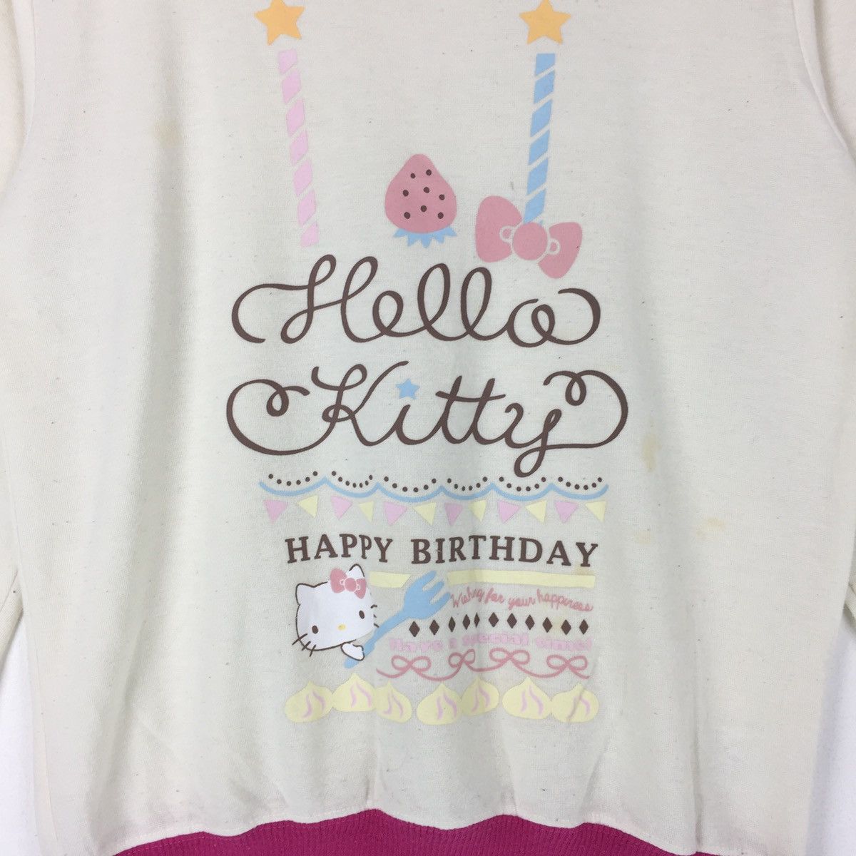 Japanese Brand × Vintage Rare!! Hello kitty sweatshirt Happy Birthday pullover Size US S / EU 44-46 / 1 - 3 Thumbnail