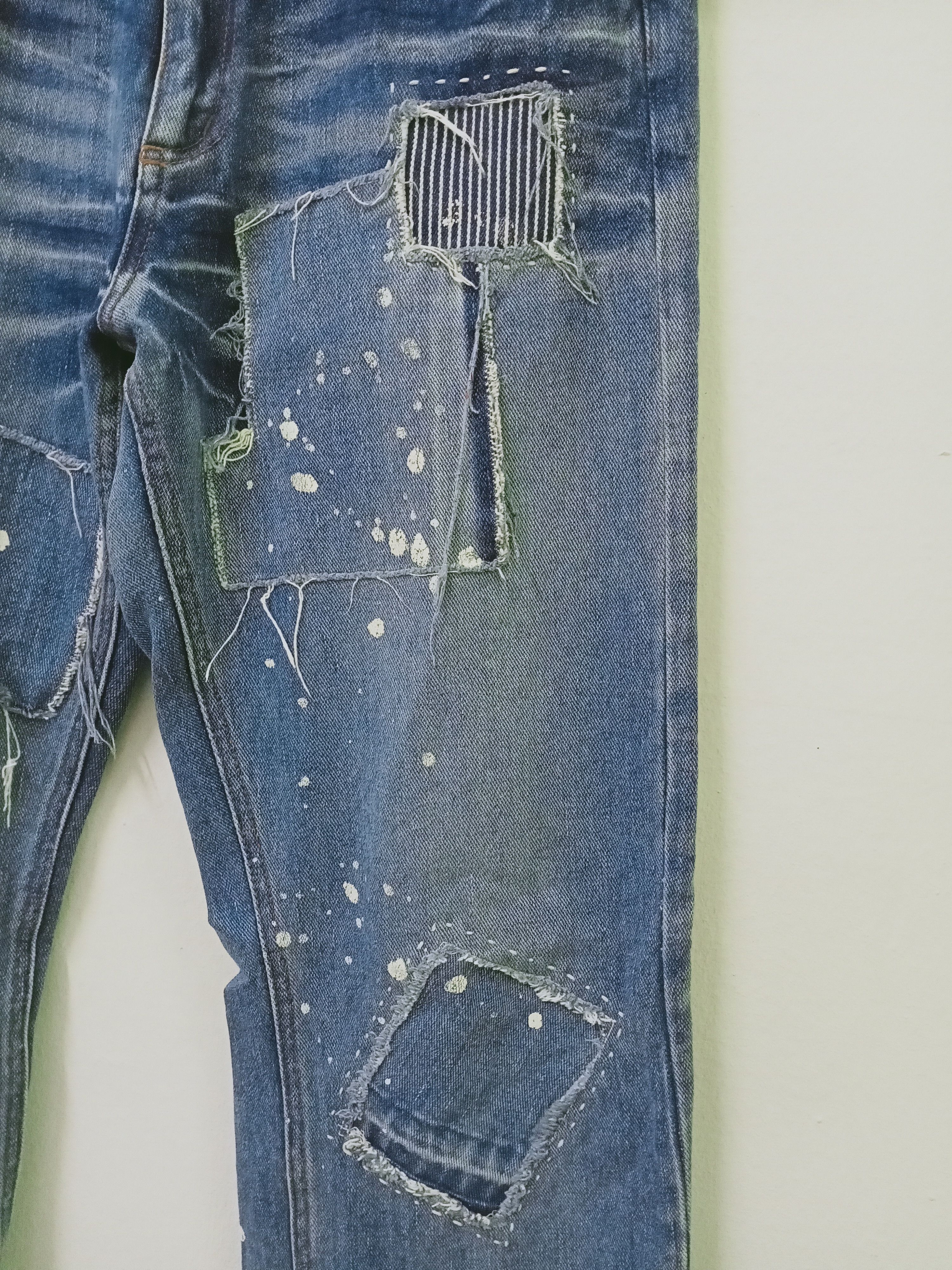 Japanese Brand Japanese Patchwork Paint Splatter Denim Jeans Size US 31 - 4 Thumbnail