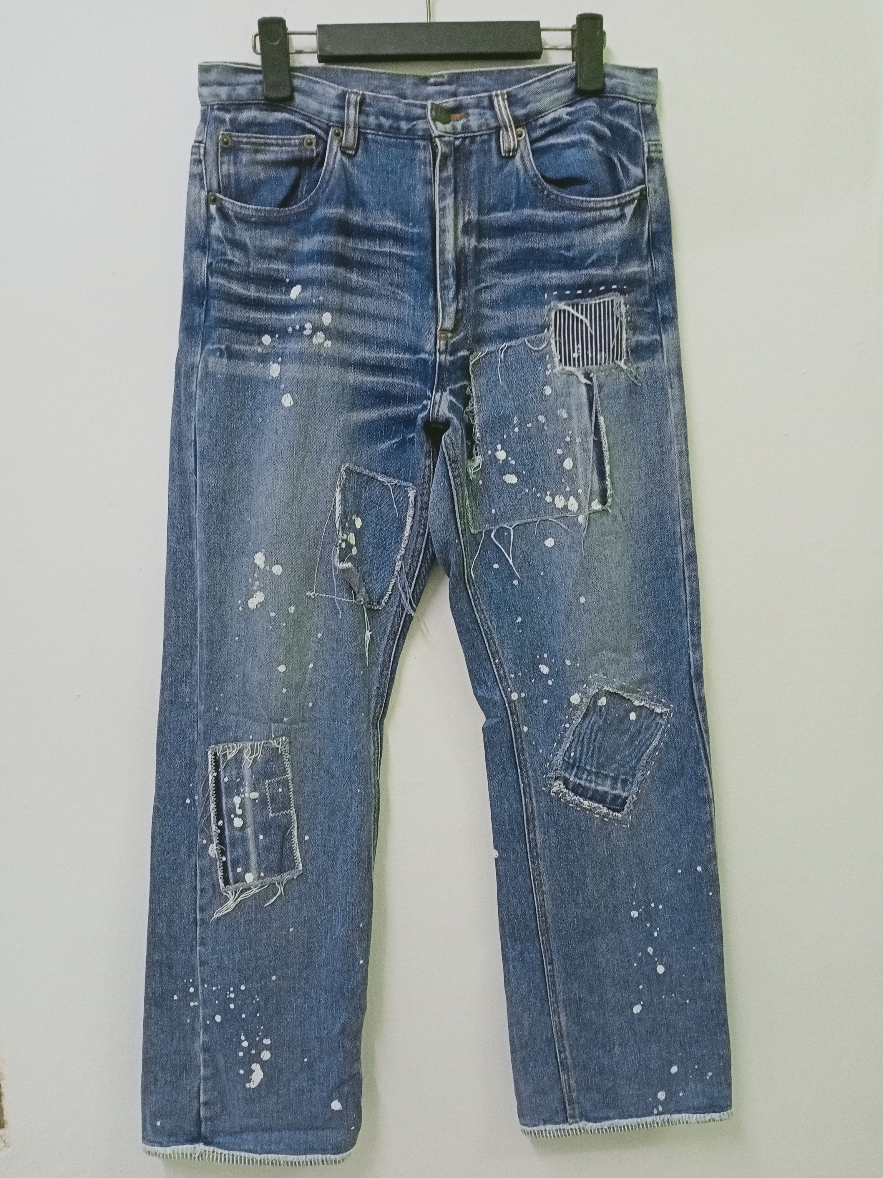 Japanese Brand Japanese Patchwork Paint Splatter Denim Jeans Size US 31 - 1 Thumbnail