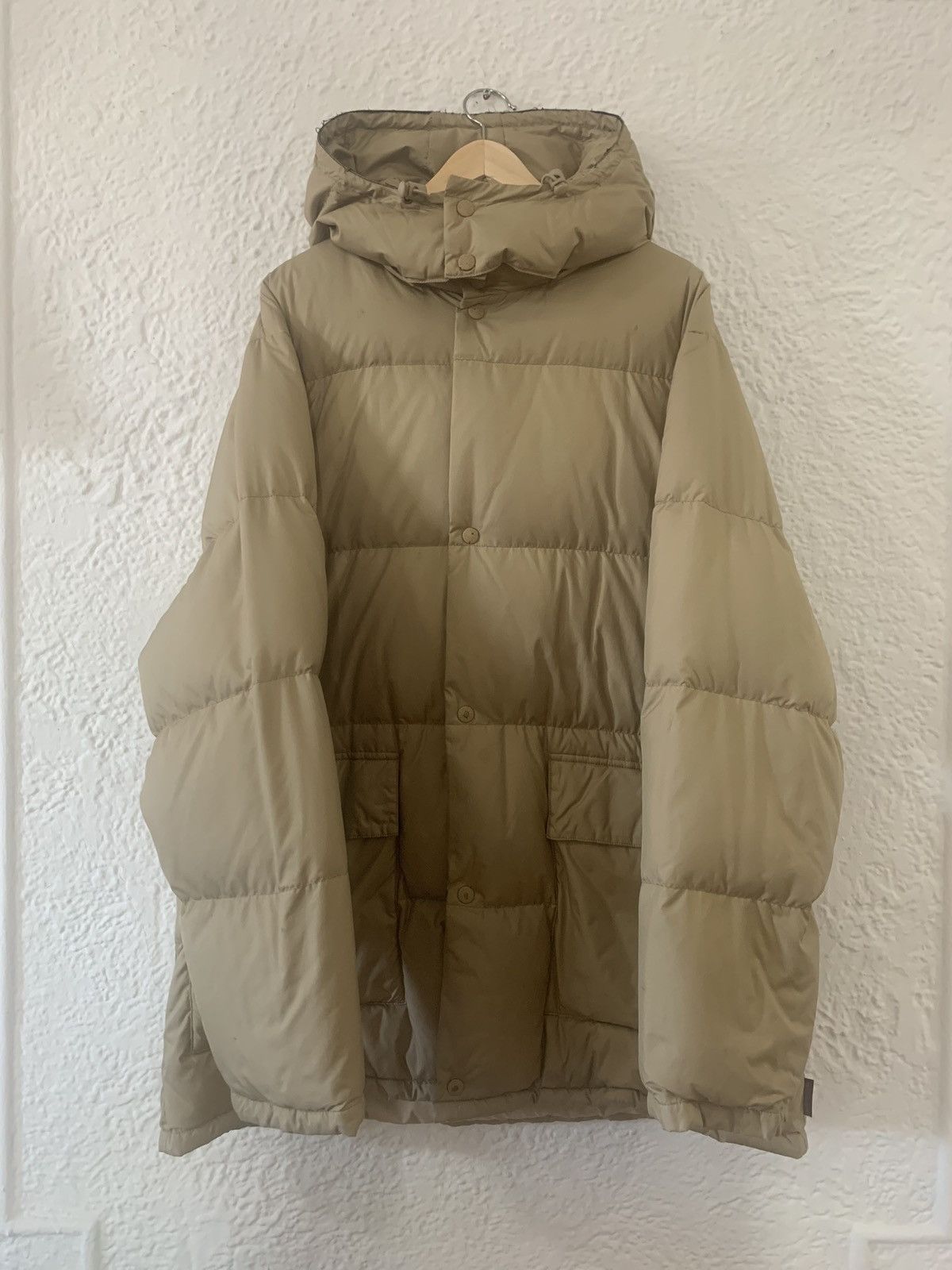 image of Moncler Long Puffer Coat in Beige, Men's (Size XL)