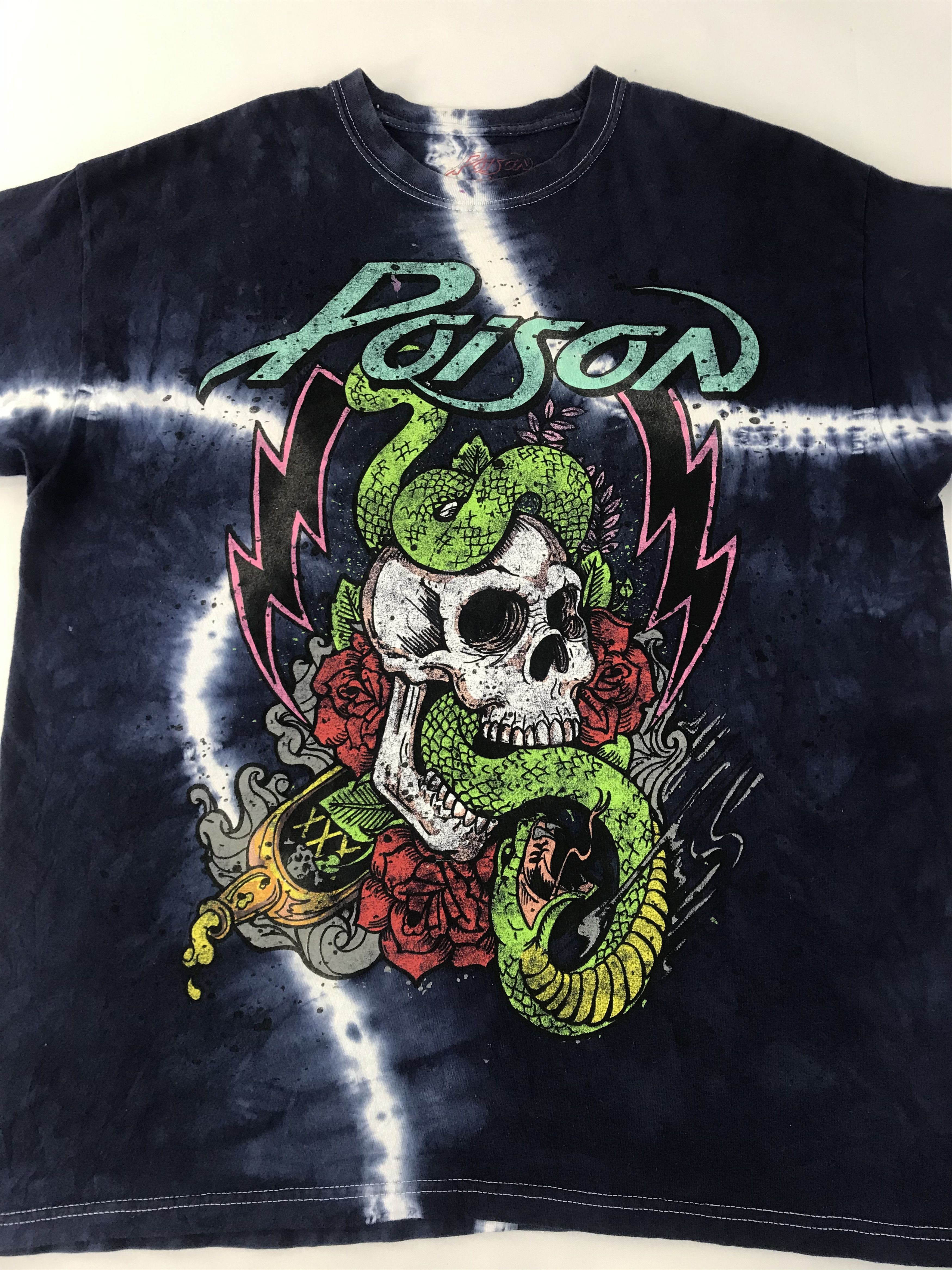Band Tees Poison Glam Metal Band Skull Snake Rose Bone Spiral Tie Dye Size US XL / EU 56 / 4 - 2 Thumbnail